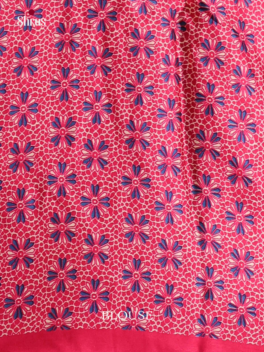 Cream & Pink - Semi Modal  Saree