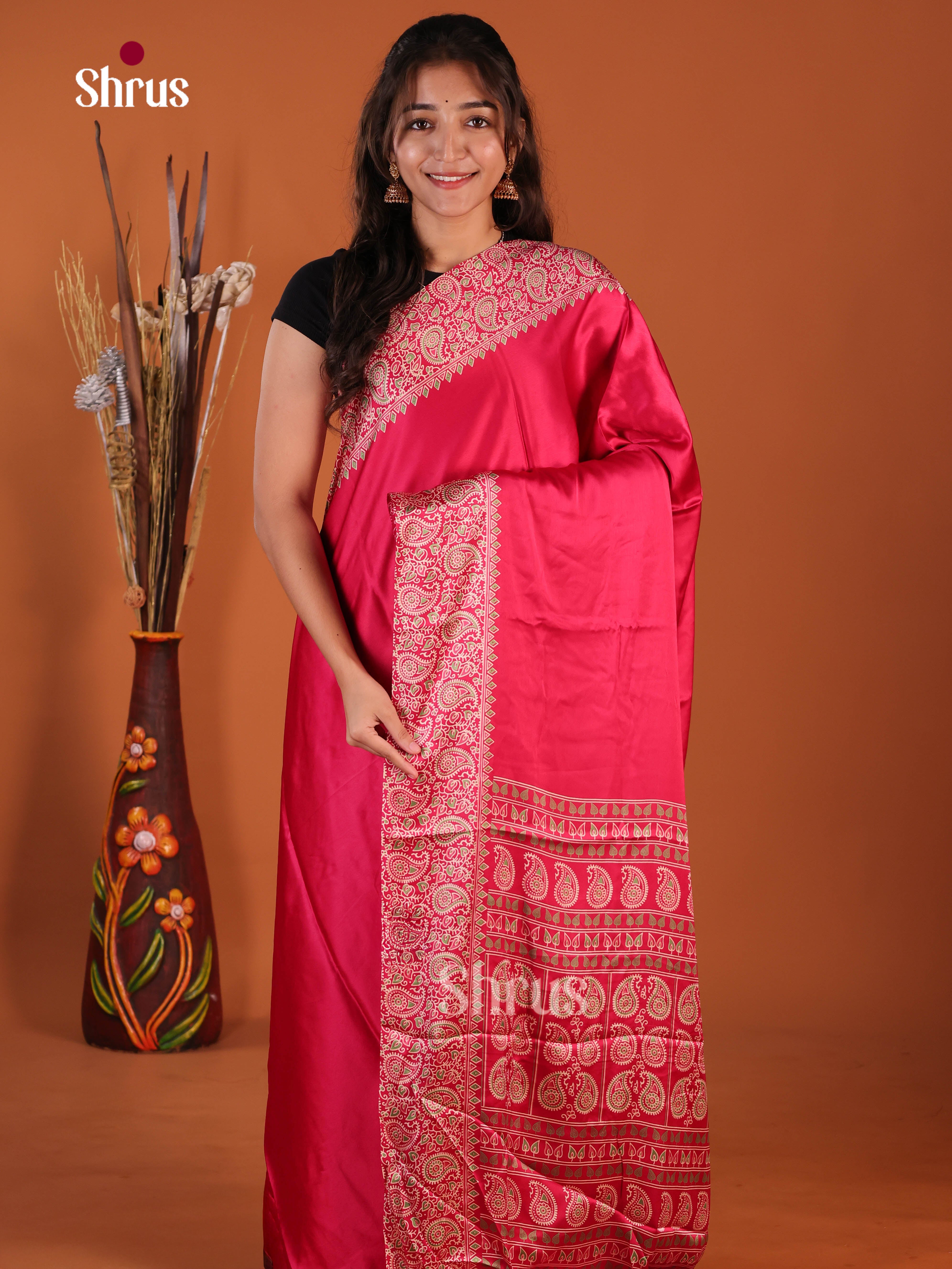 Red- Semi Modal  Saree