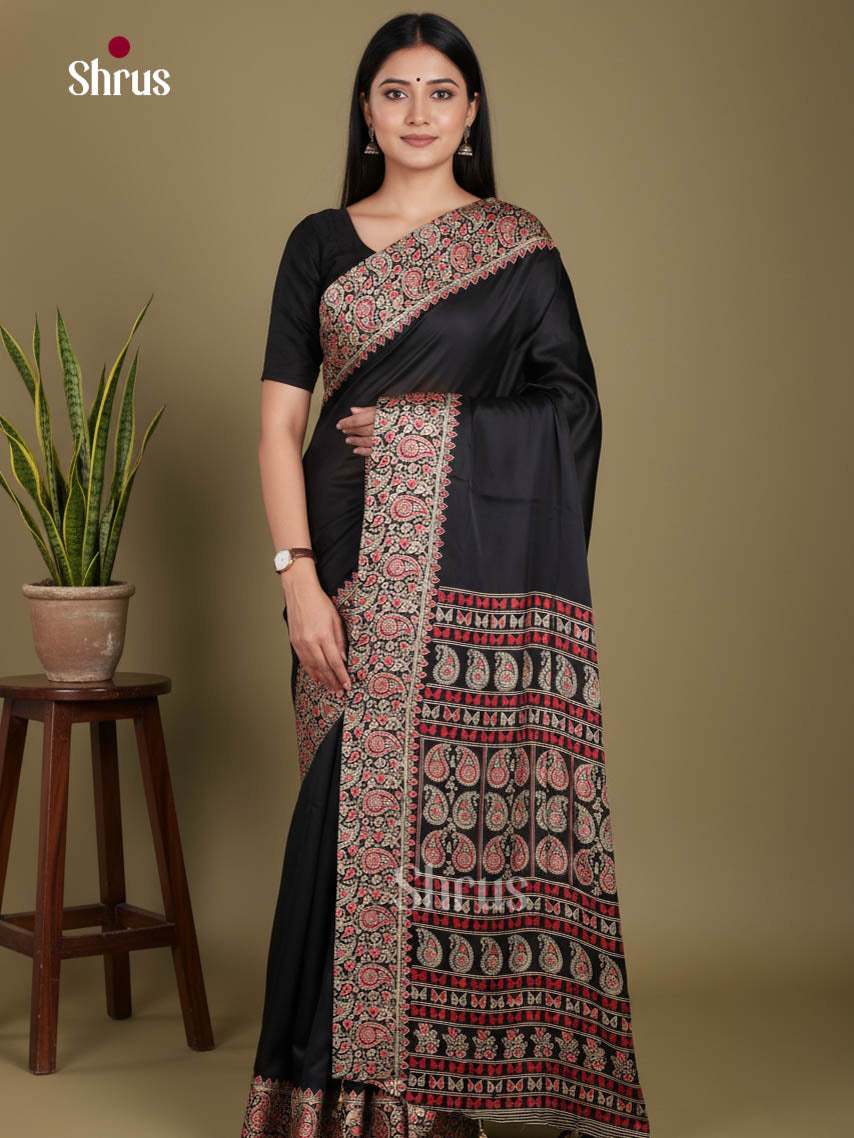 Black- Semi Modal  Saree - Shop on Shrus.com