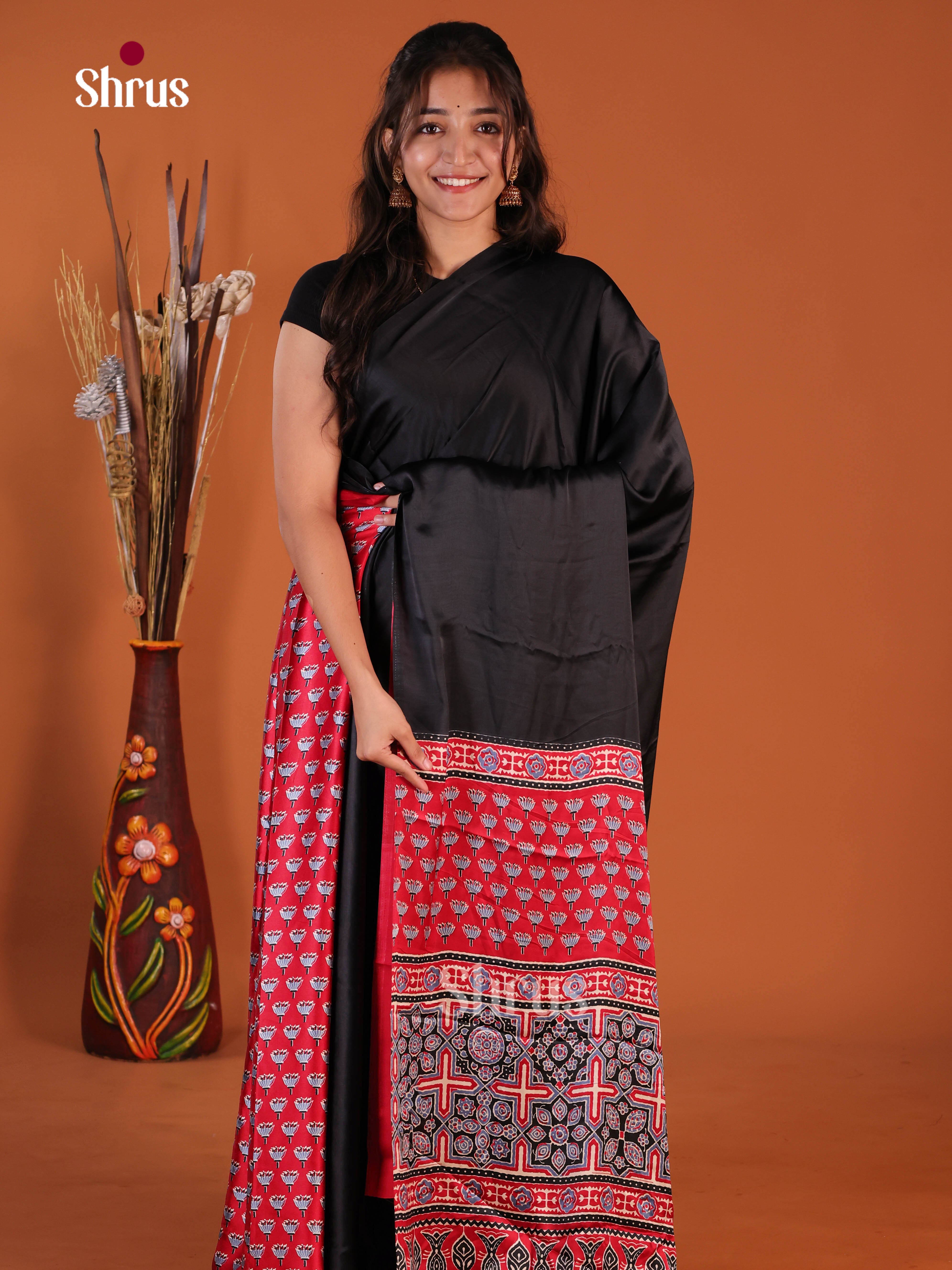 Black & Red- Semi Modal  Saree