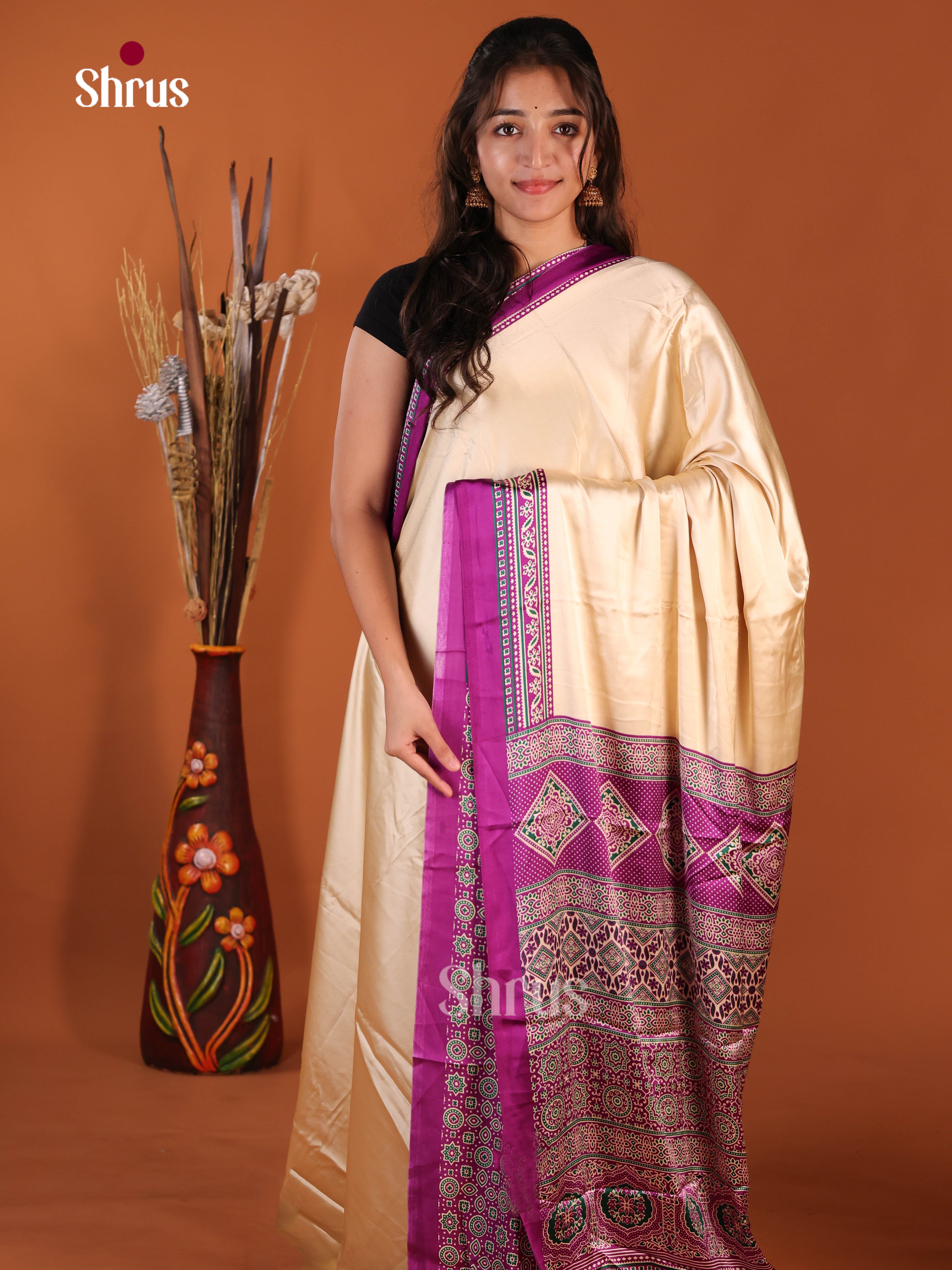 Cream  & Vadamalli - Semi Modal  Saree