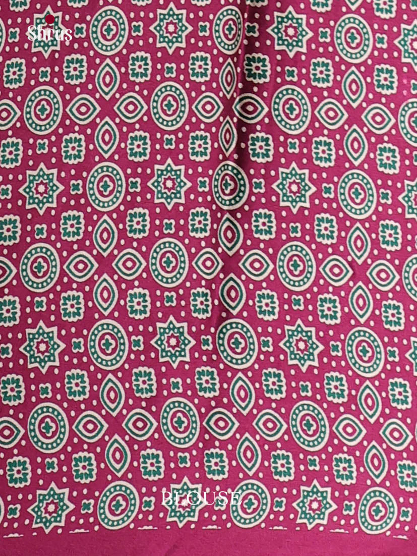 Cream & Maroon - Semi Modal  Saree