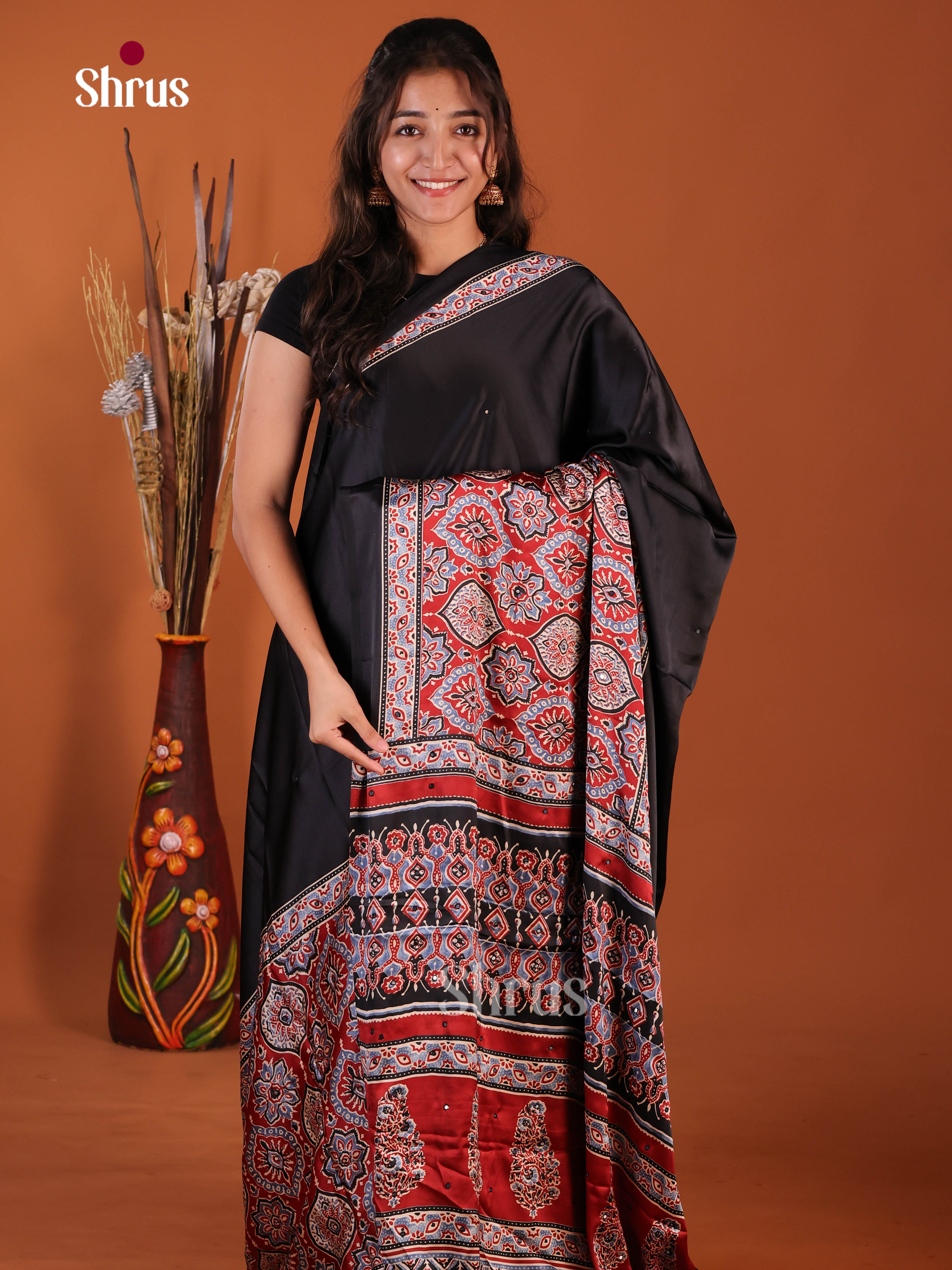 Black & Red- Semi Modal  Saree