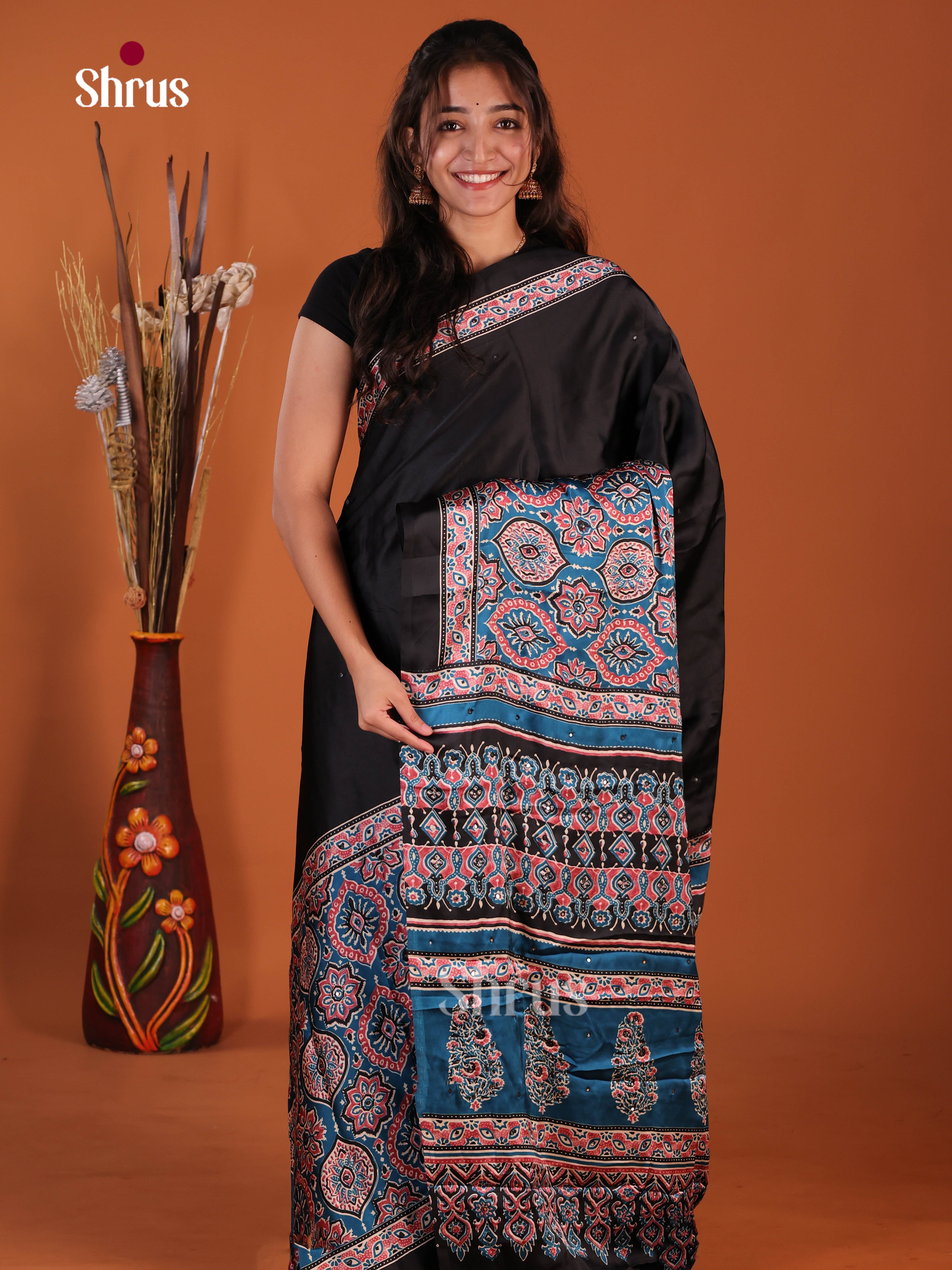 Black & Blue - Semi Modal  Saree