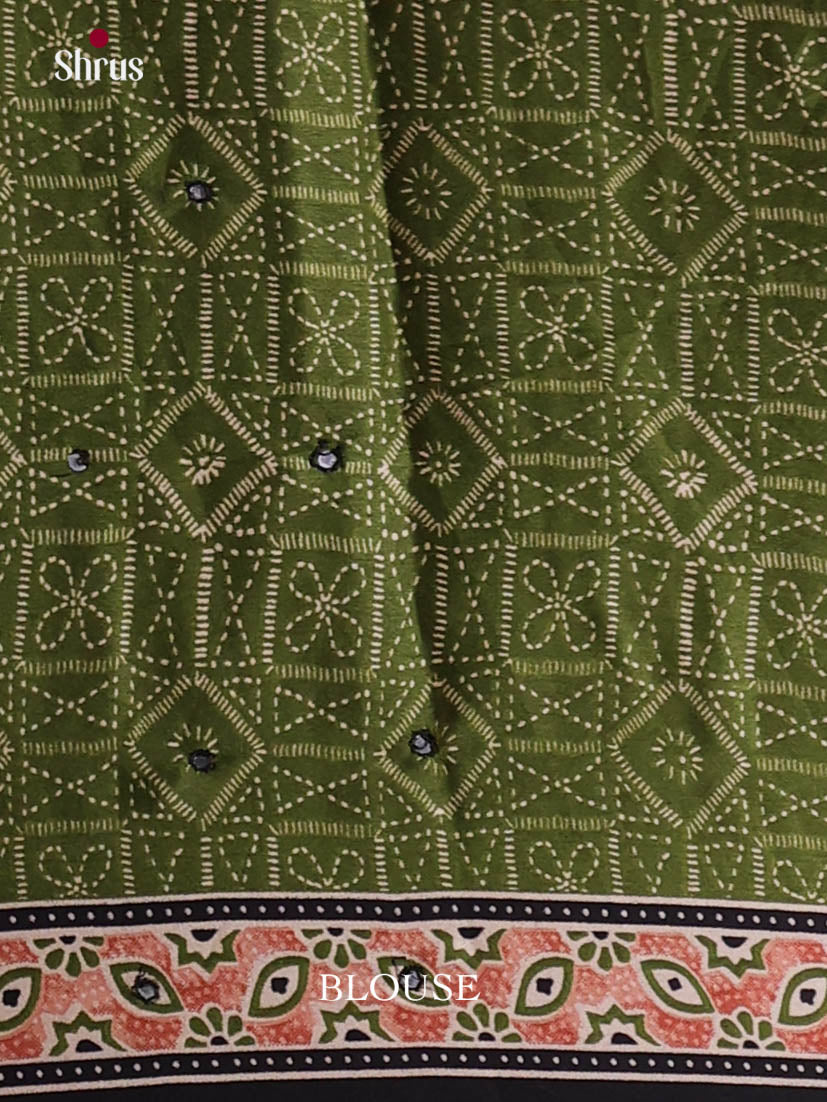 Black & Green - Semi Modal  Saree