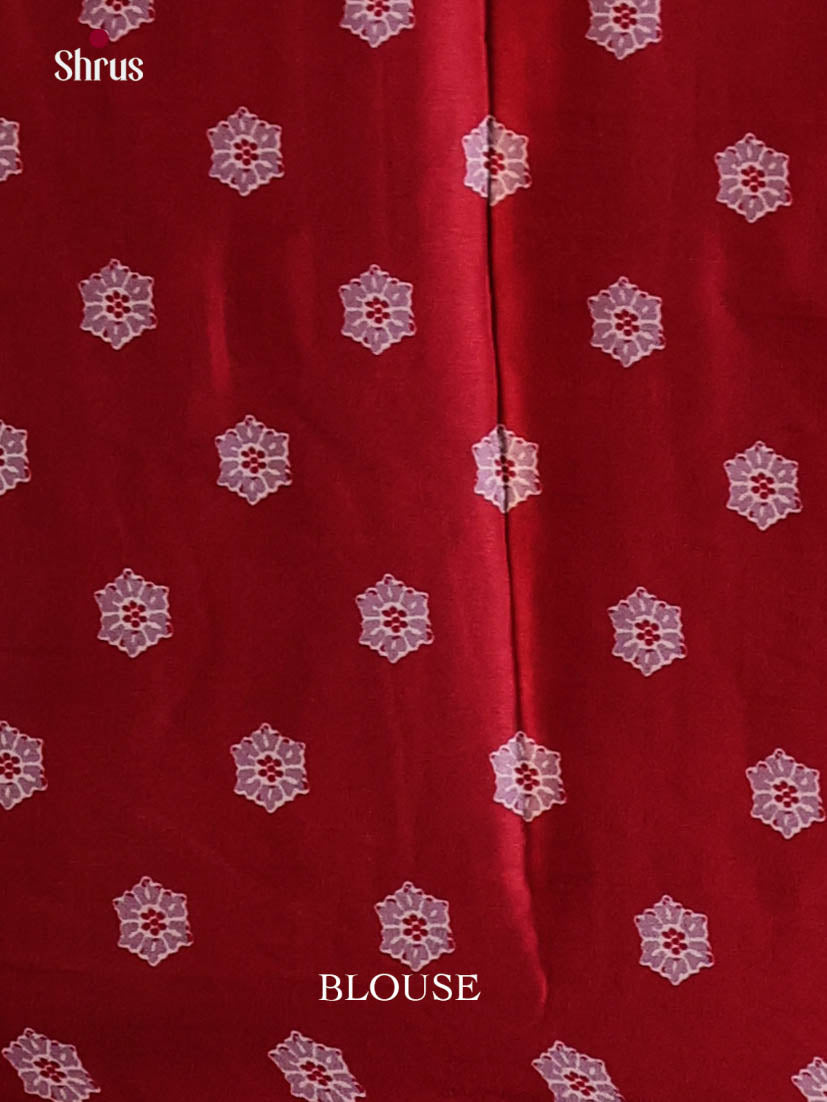 Lavender & Red - Semi Modal  Saree