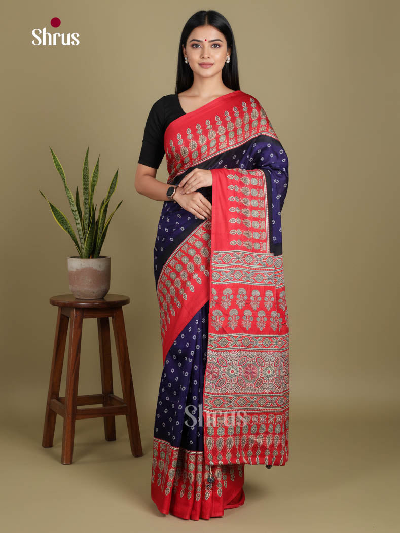 Blue & Red- Semi Modal  Saree