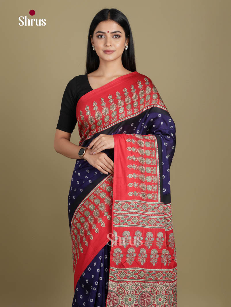 Blue & Red- Semi Modal  Saree