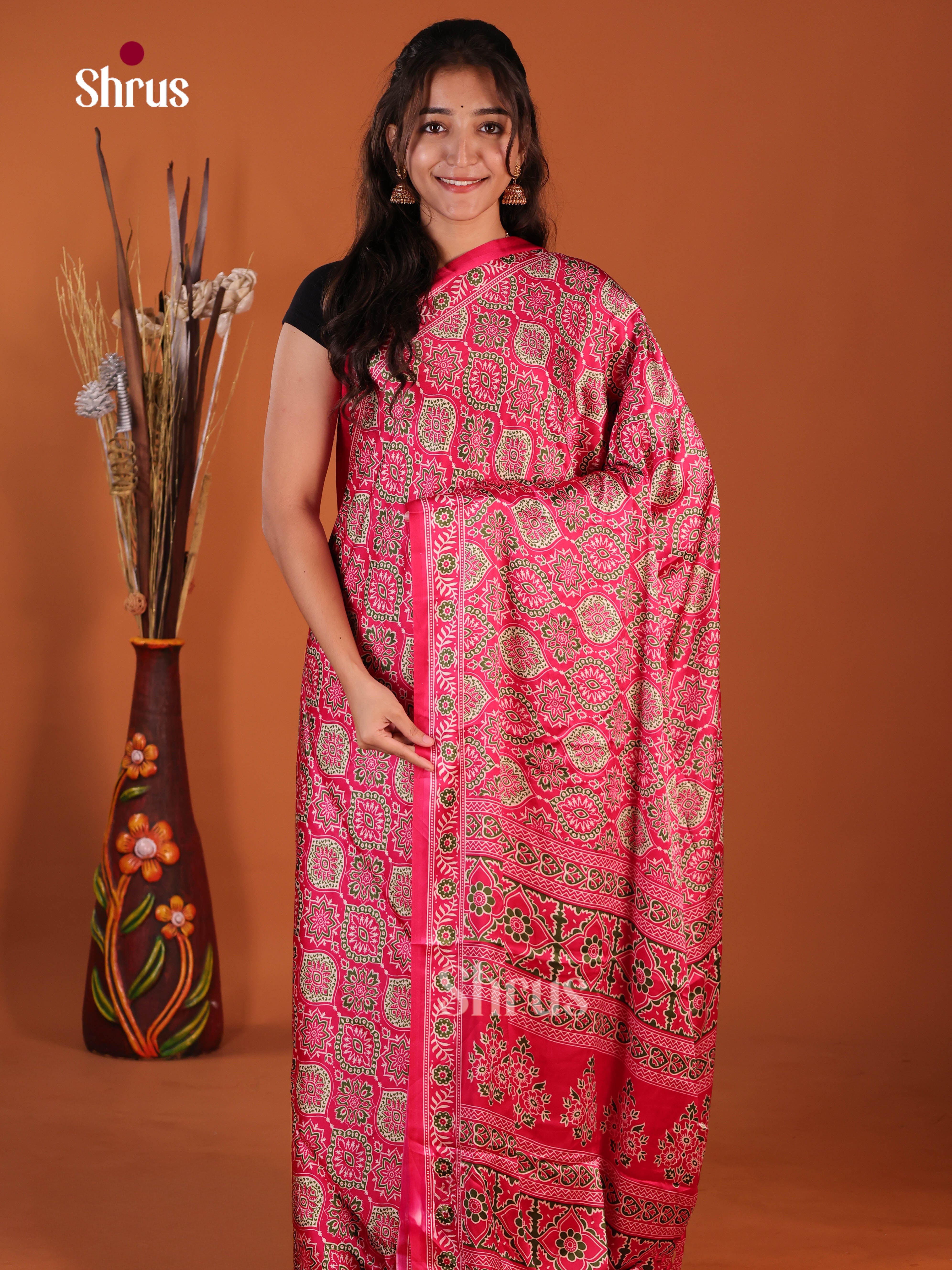 Red - Semi Modal  Saree