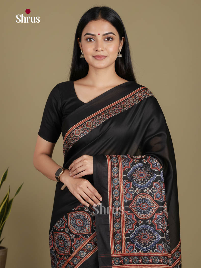Black - Semi Modal  Saree