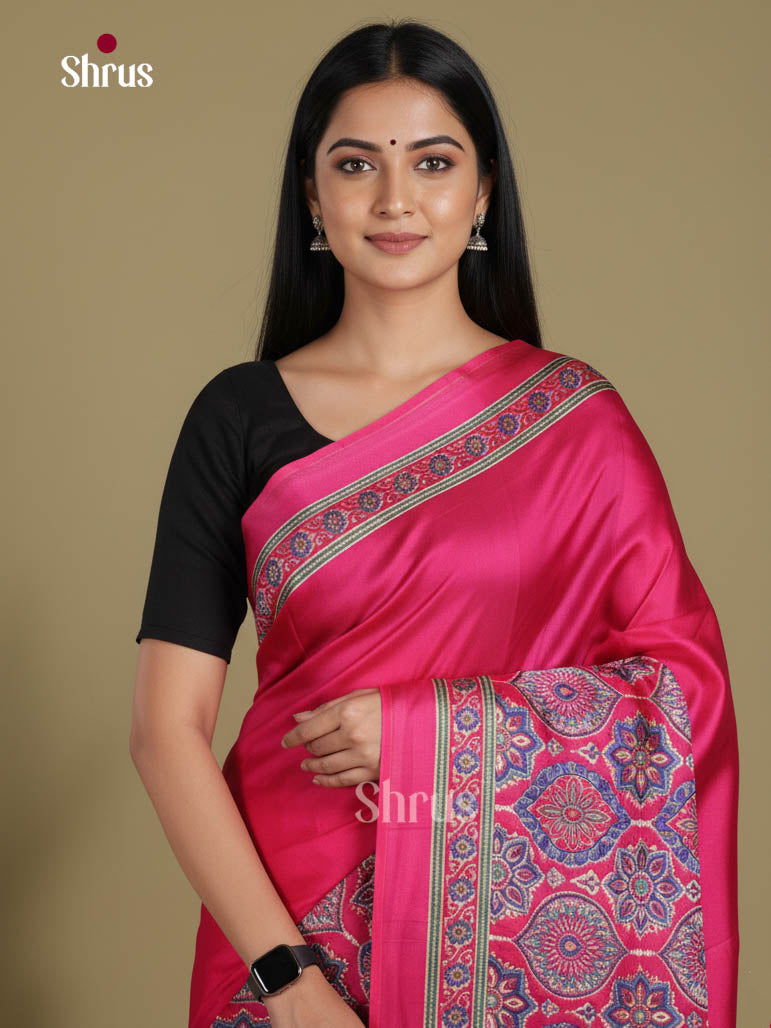 Pink - Semi Modal  Saree
