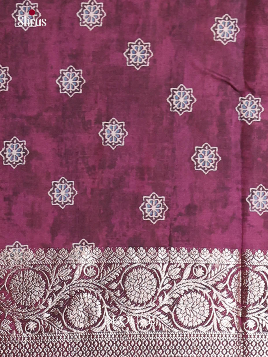 Cream & Blue- Semi Modal  Saree