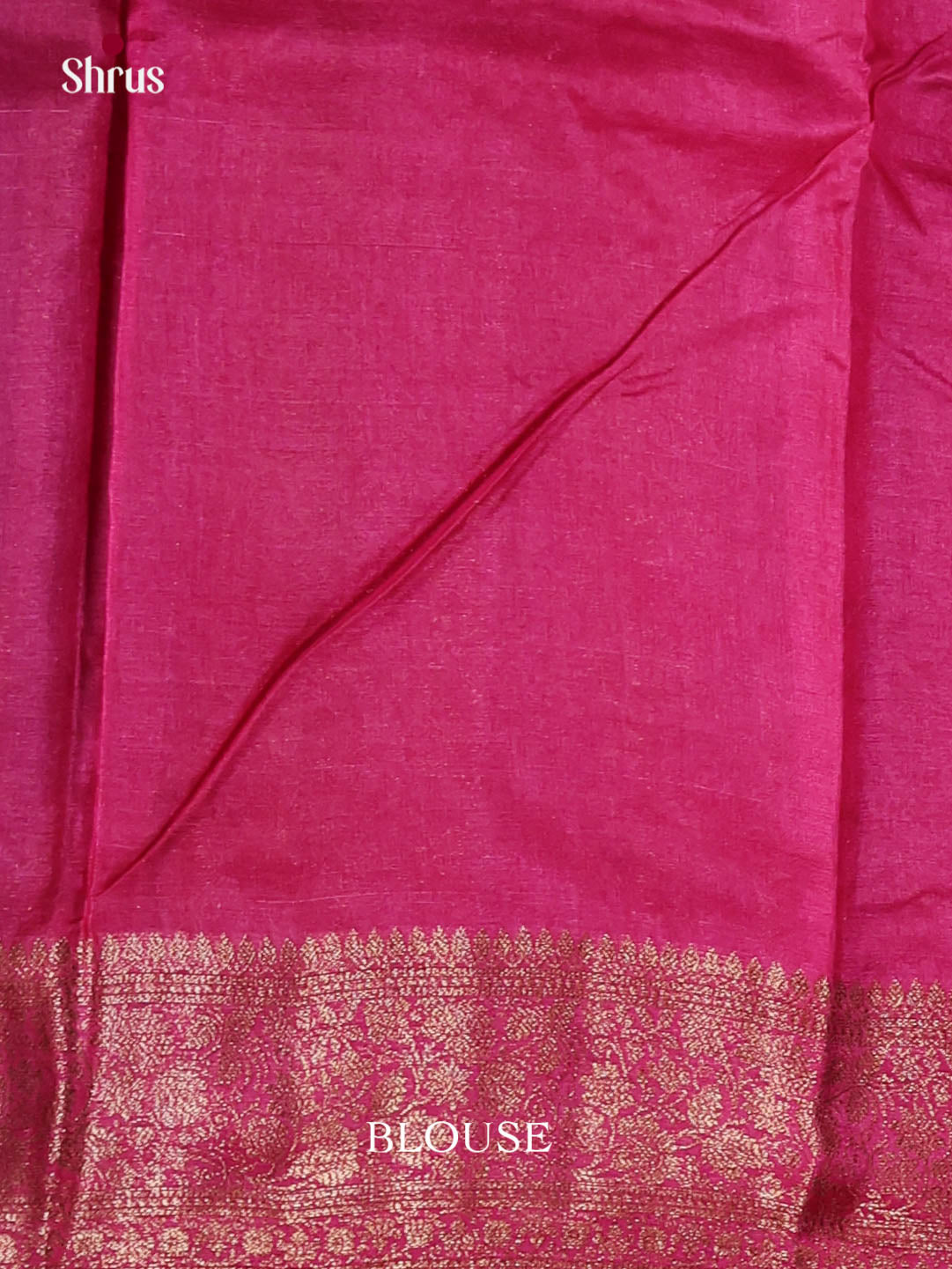 Magnificent Blue Handloom Tussar Saree With Golden Motifs & Pink Pallu