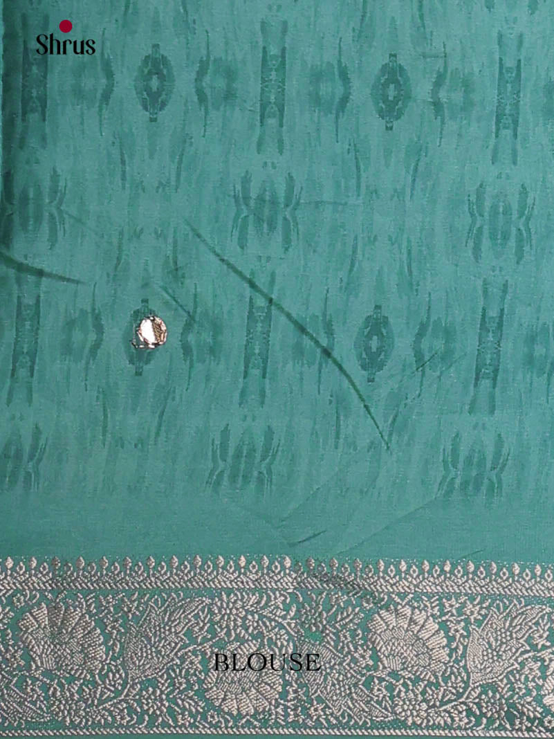 Cream & Green - Printed Semi Tussar Saree