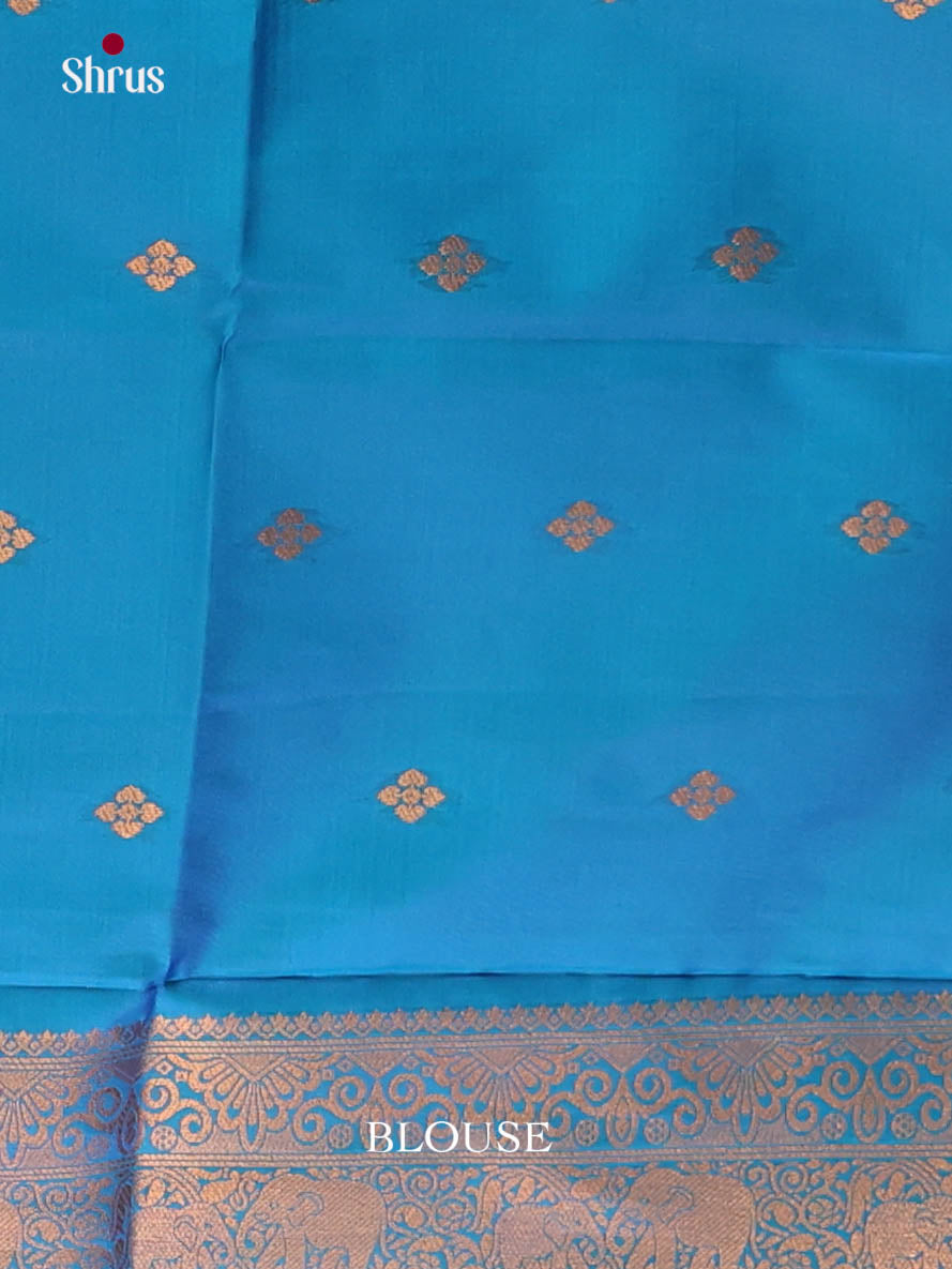 Pink & Blue - Semi Softsilk Saree
