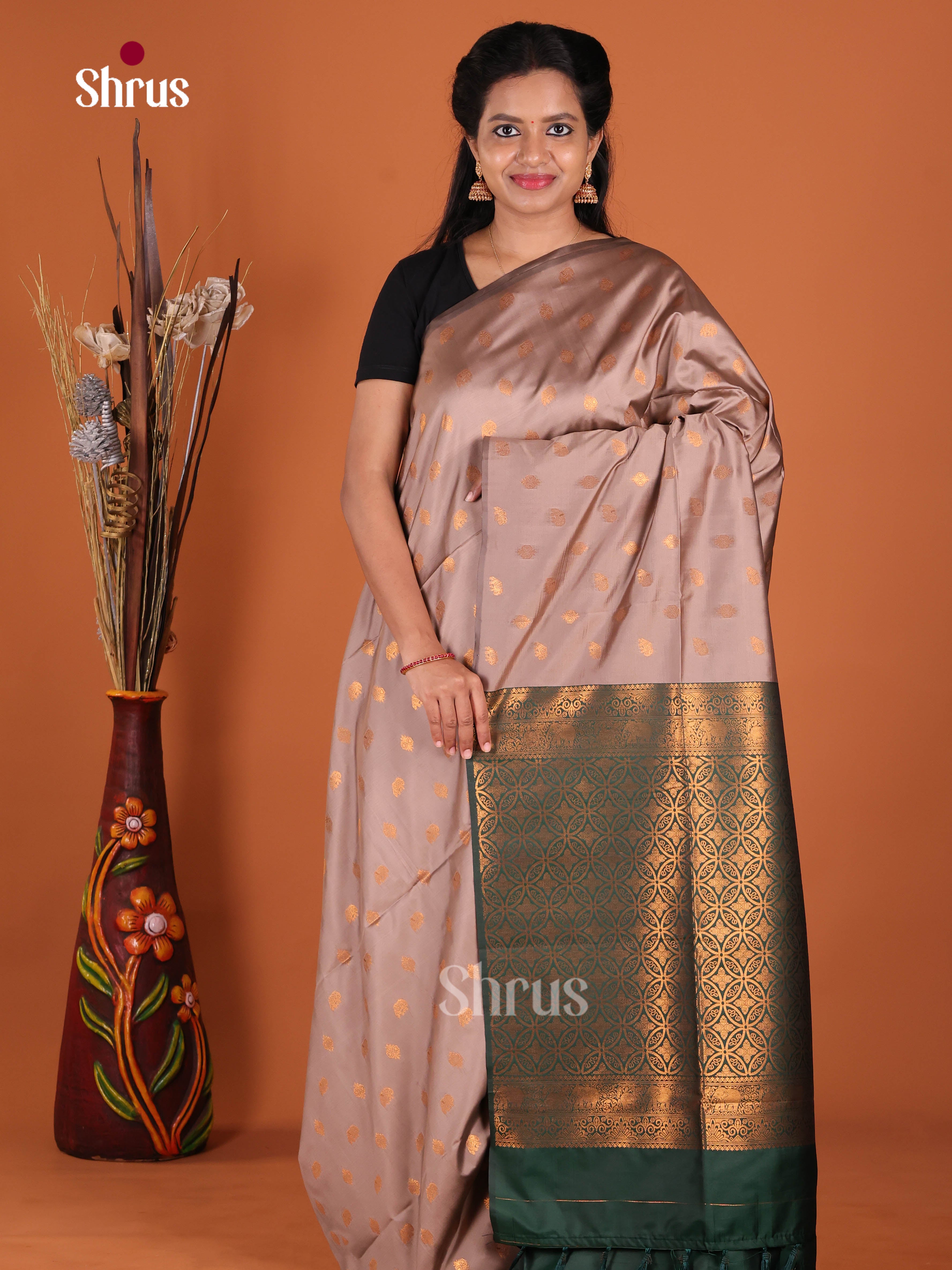 Grey & Green- Semi Softsilk Saree