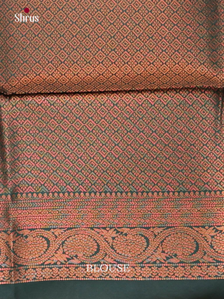 Mustardy Green & Green - Semi Softsilk Saree