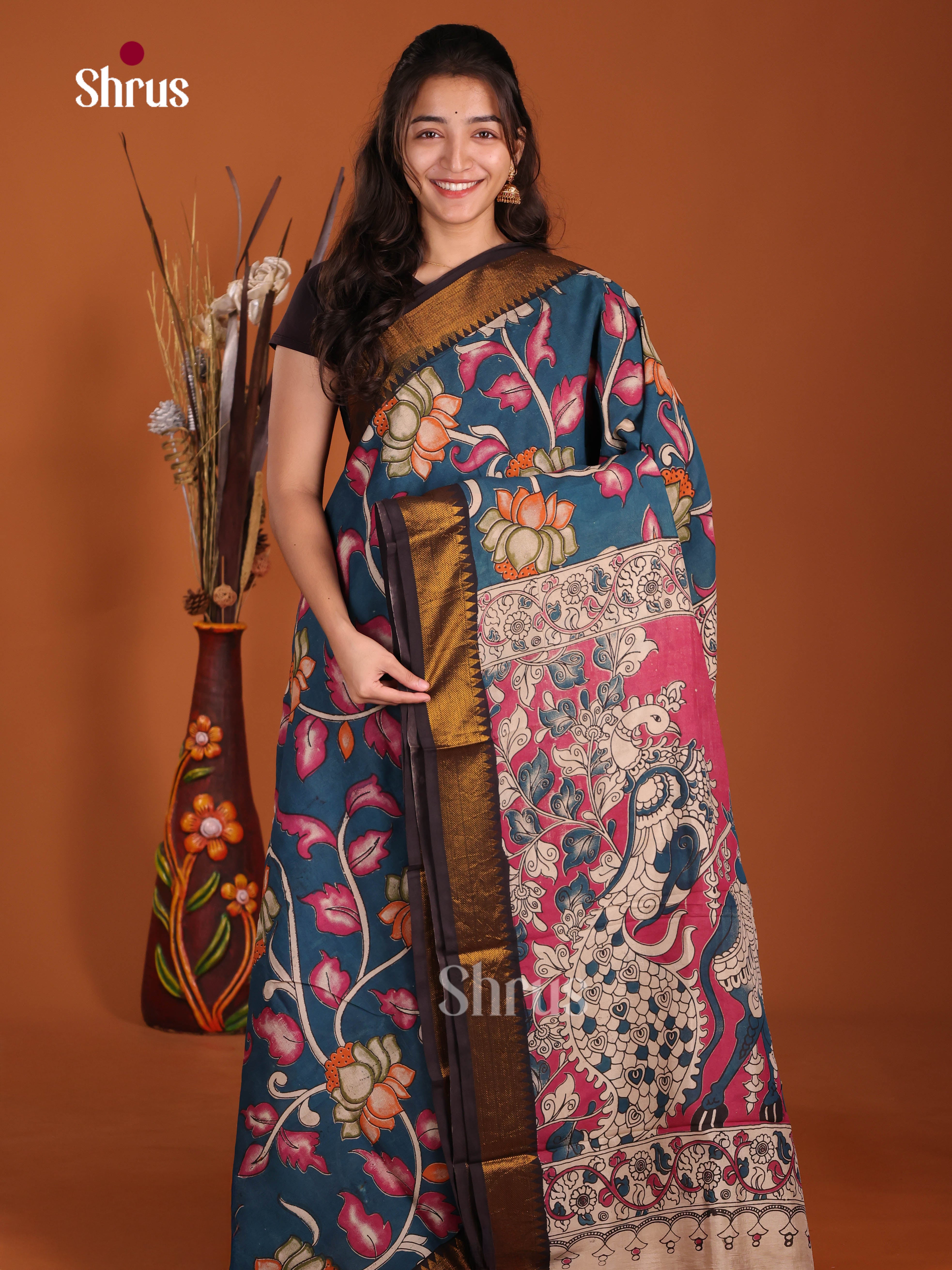 DJS17101 - chennur-kalamkari Saree - Shop on Shrus.com