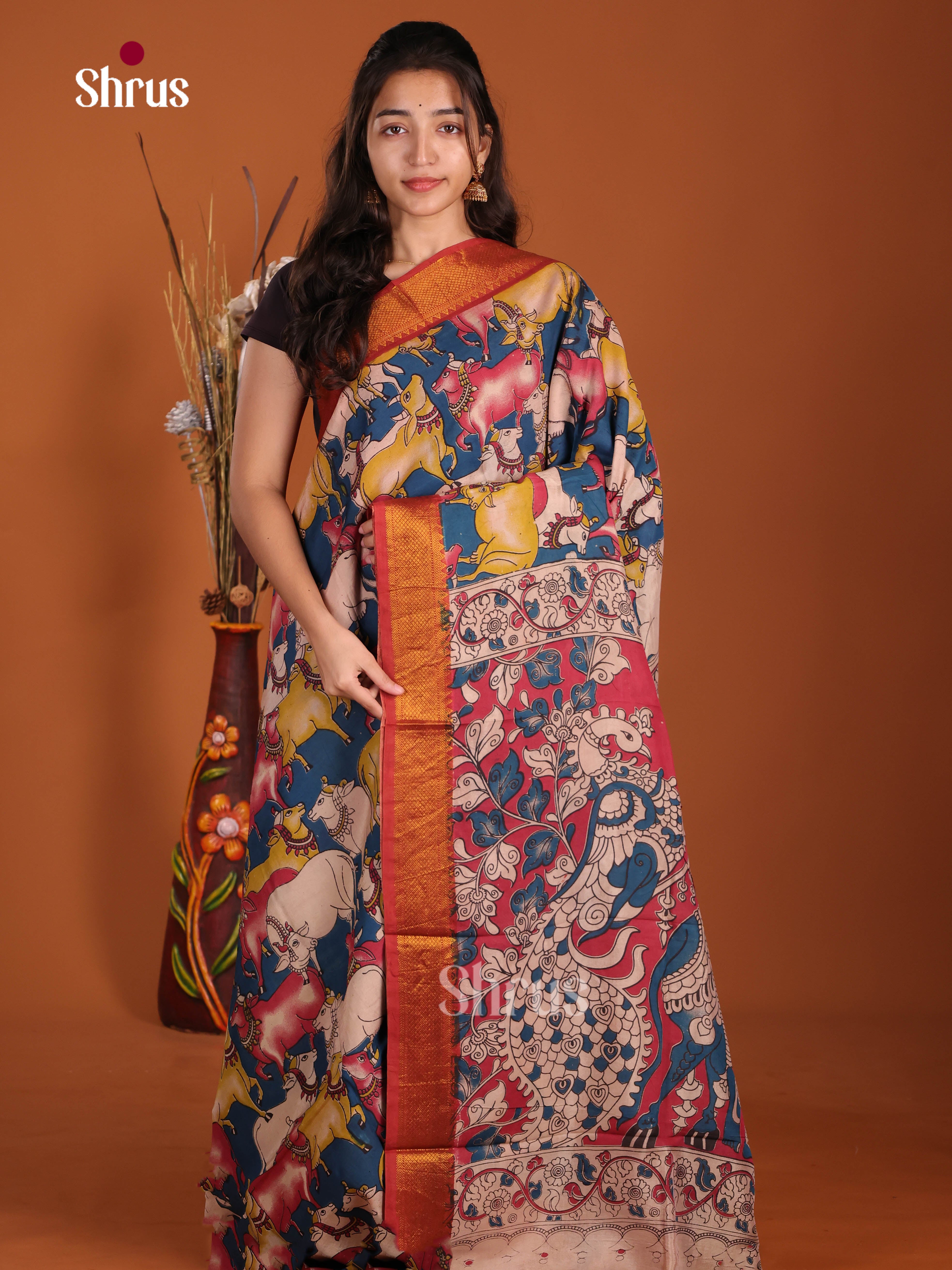 DJS17103 - chennur-kalamkari Saree - Shop on Shrus.com
