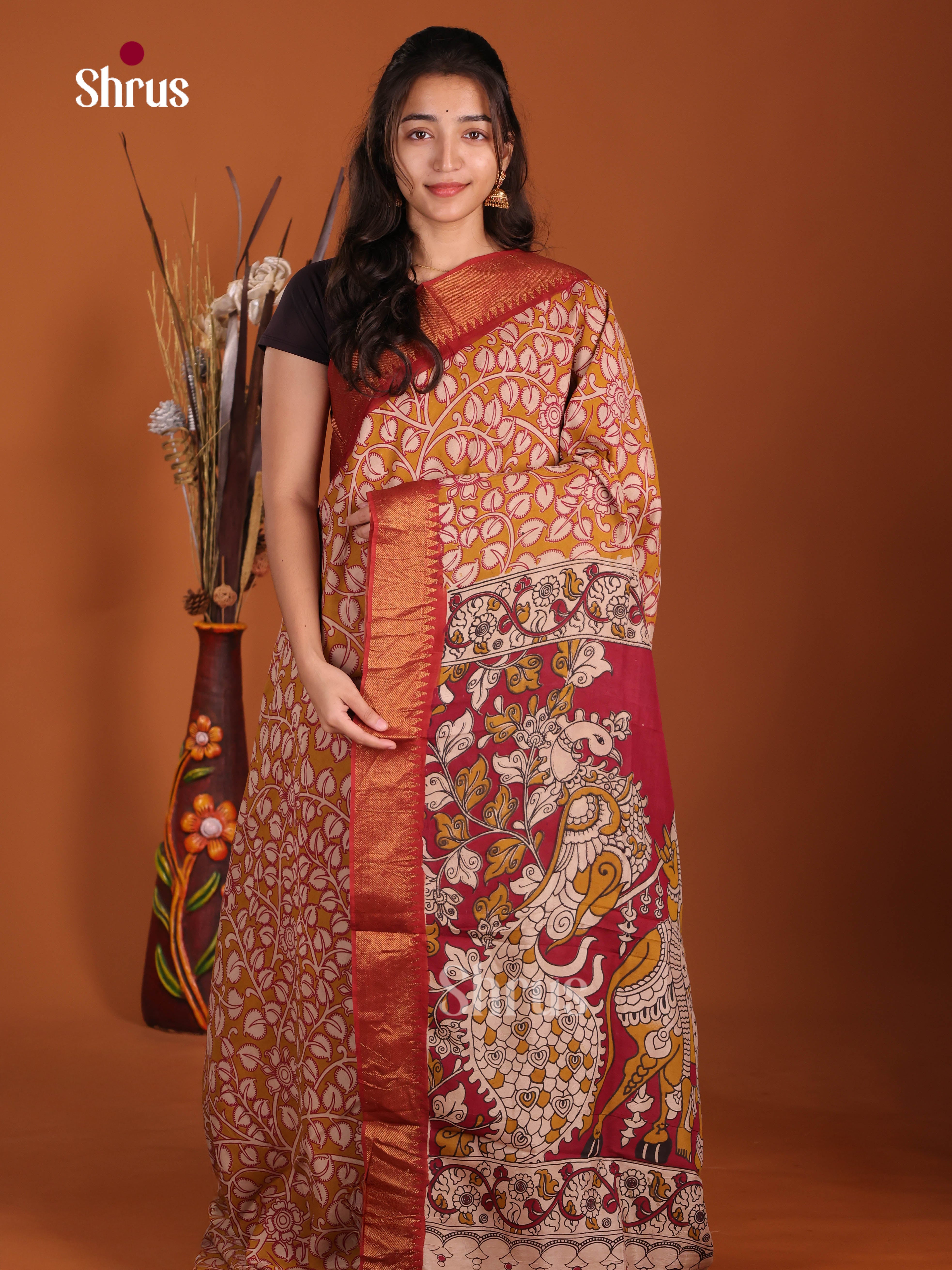 DJS17111 - chennur-kalamkari Saree - Shop on Shrus.com