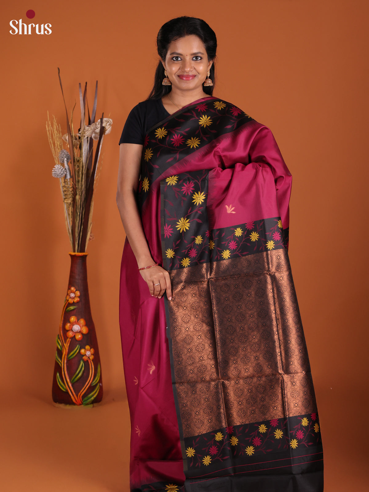 DJS17134 - Semi Softsilk Saree - Shop on Shrus.com