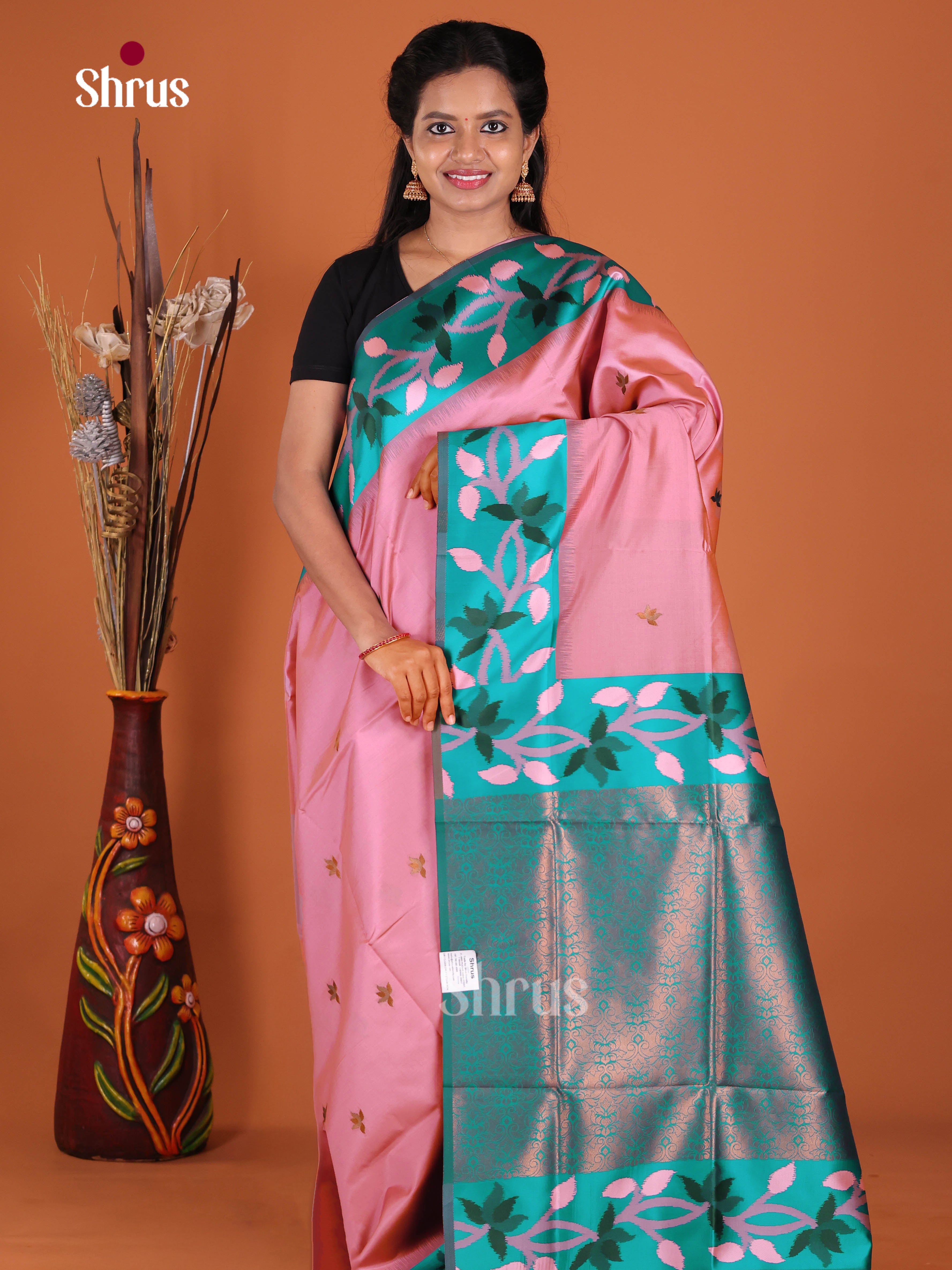 Pink & Blue- Semi Softsilk Saree