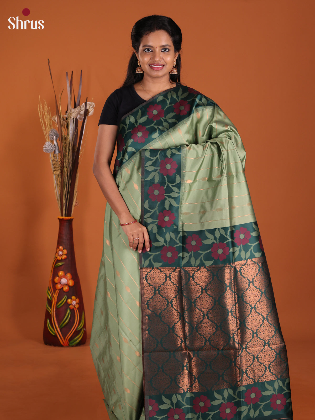 DJS17156 - Semi Softsilk Saree - Shop on Shrus.com