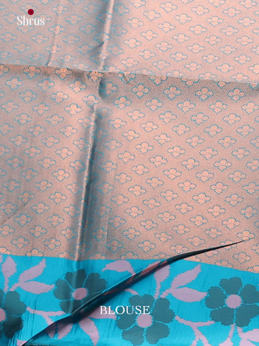 Pink & Blue - Semi Softsilk Saree