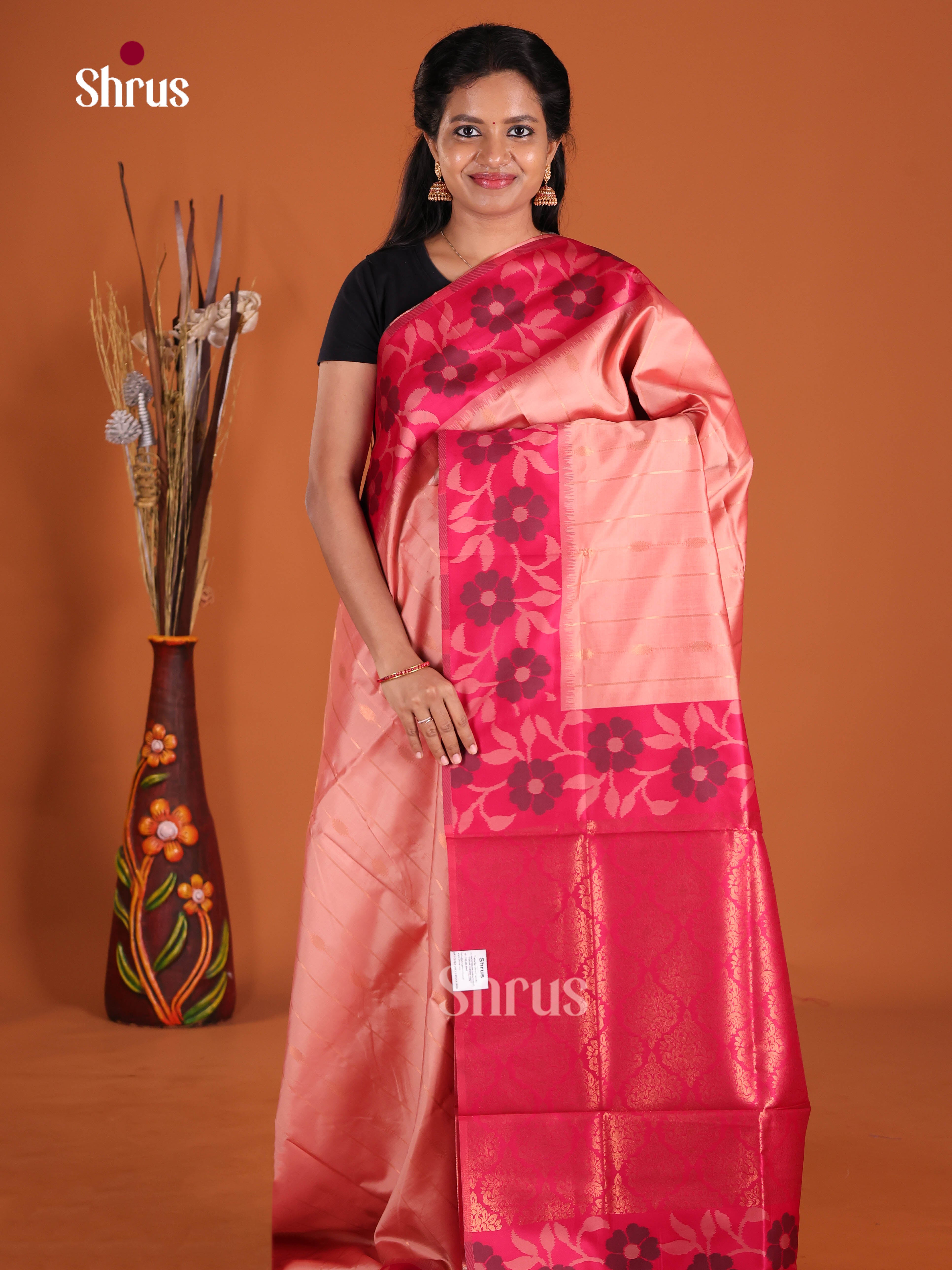 Dusty Pink & Pink - Semi Softsilk Saree