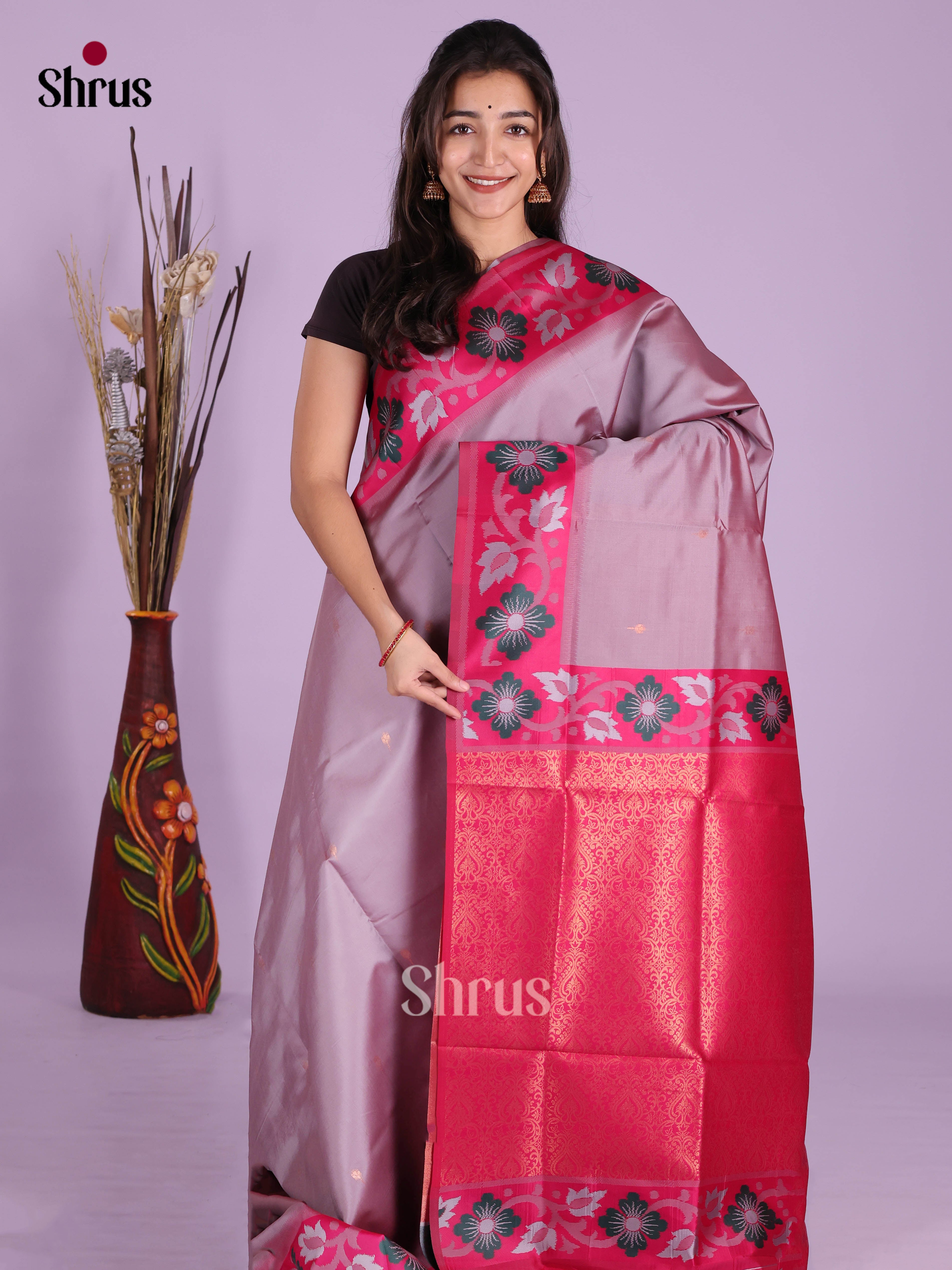 Lavender & Pink - Semi Softsilk Saree