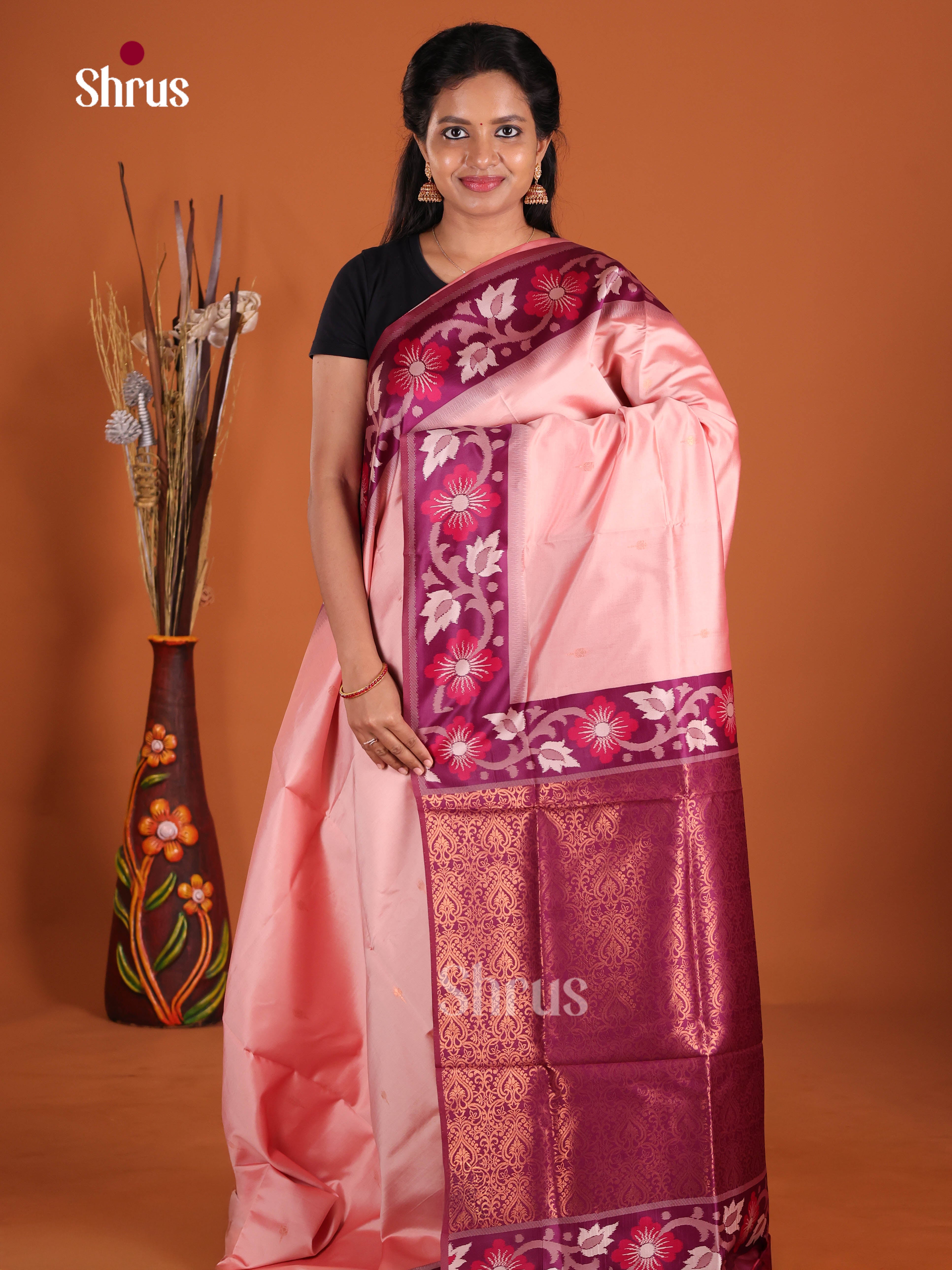 Pink & Purple- Semi Softsilk Saree