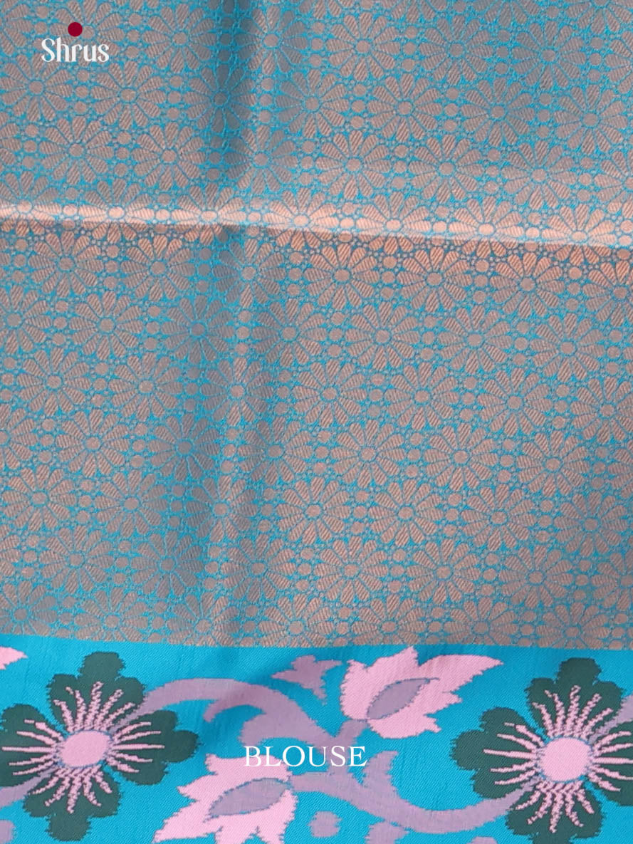 Pink & Blue - Semi Softsilk Saree