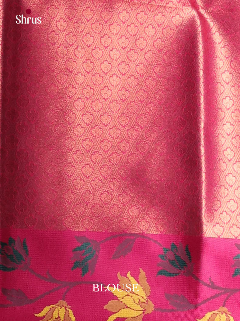 Green & Pink  - Semi Softsilk Saree