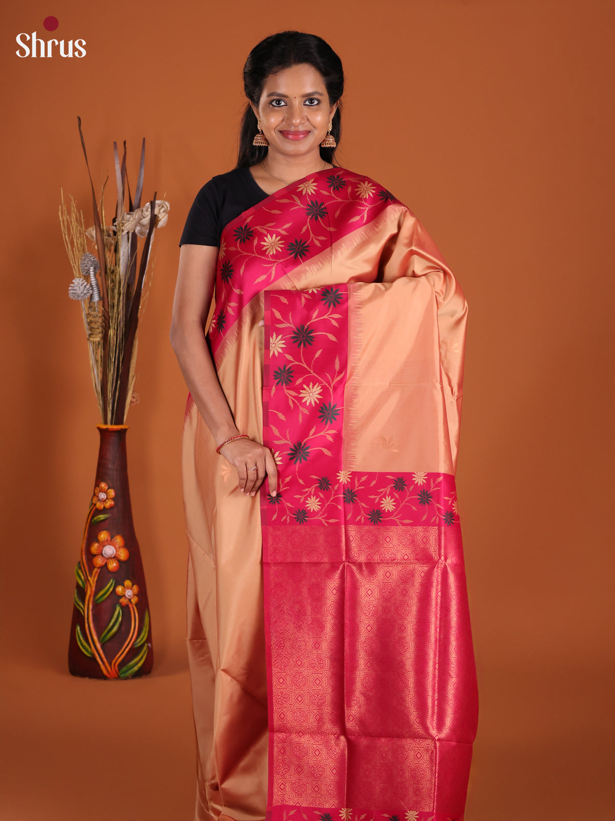 DJS17222 - Semi Softsilk Saree - Shop on Shrus.com