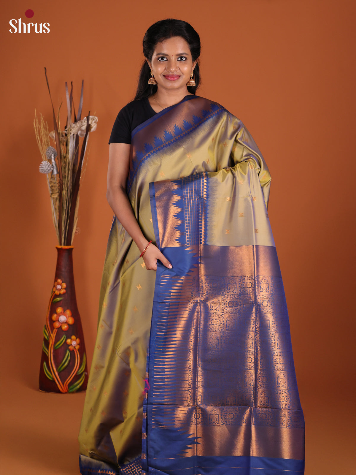 Chutney Green & Blue- Semi Softsilk Saree