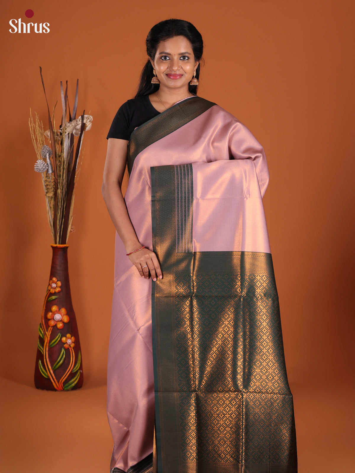 Lavender & Green - Semi Softsilk Saree