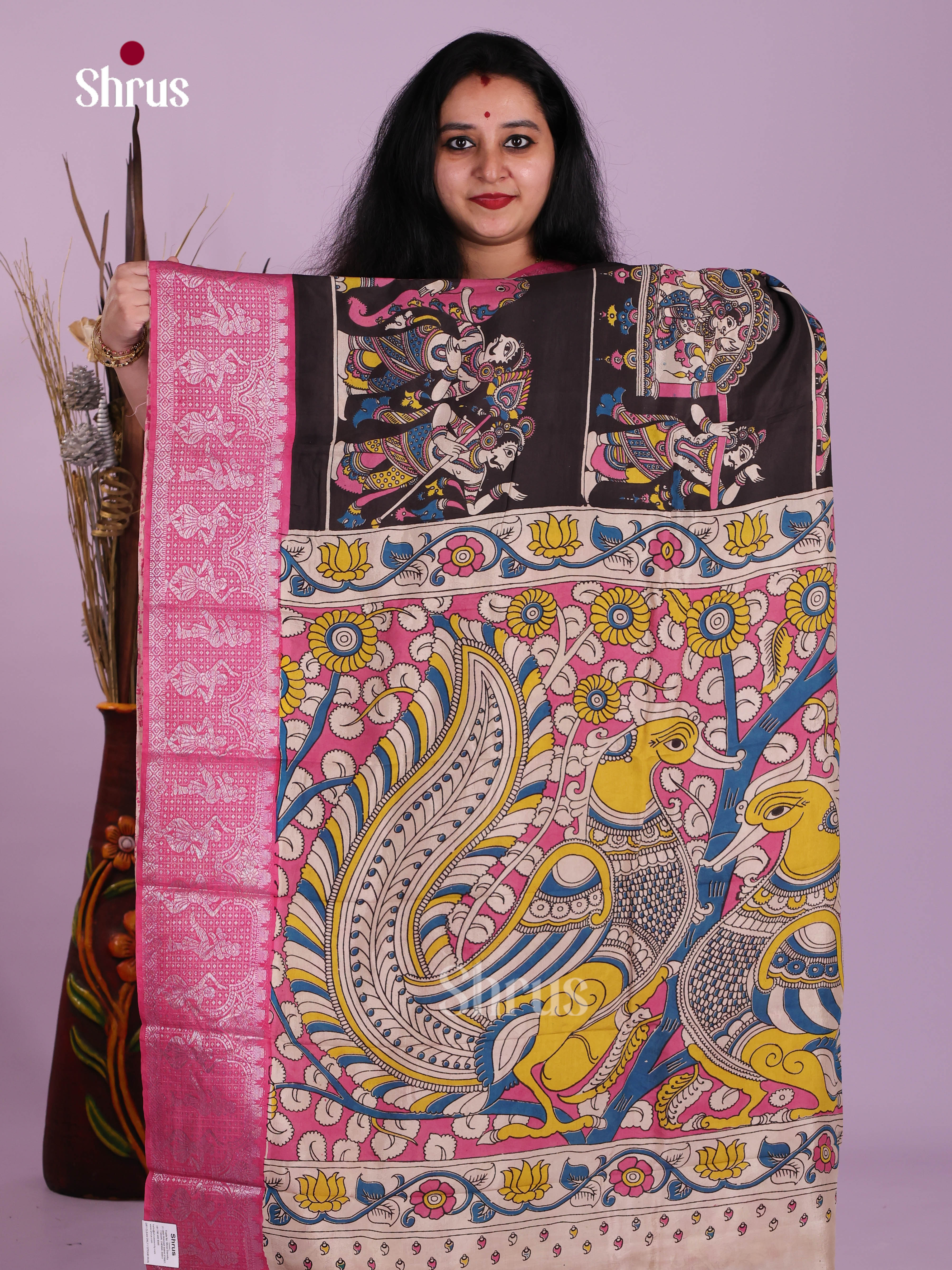 Black & Pink- Mangalagiri silkcotton Saree
