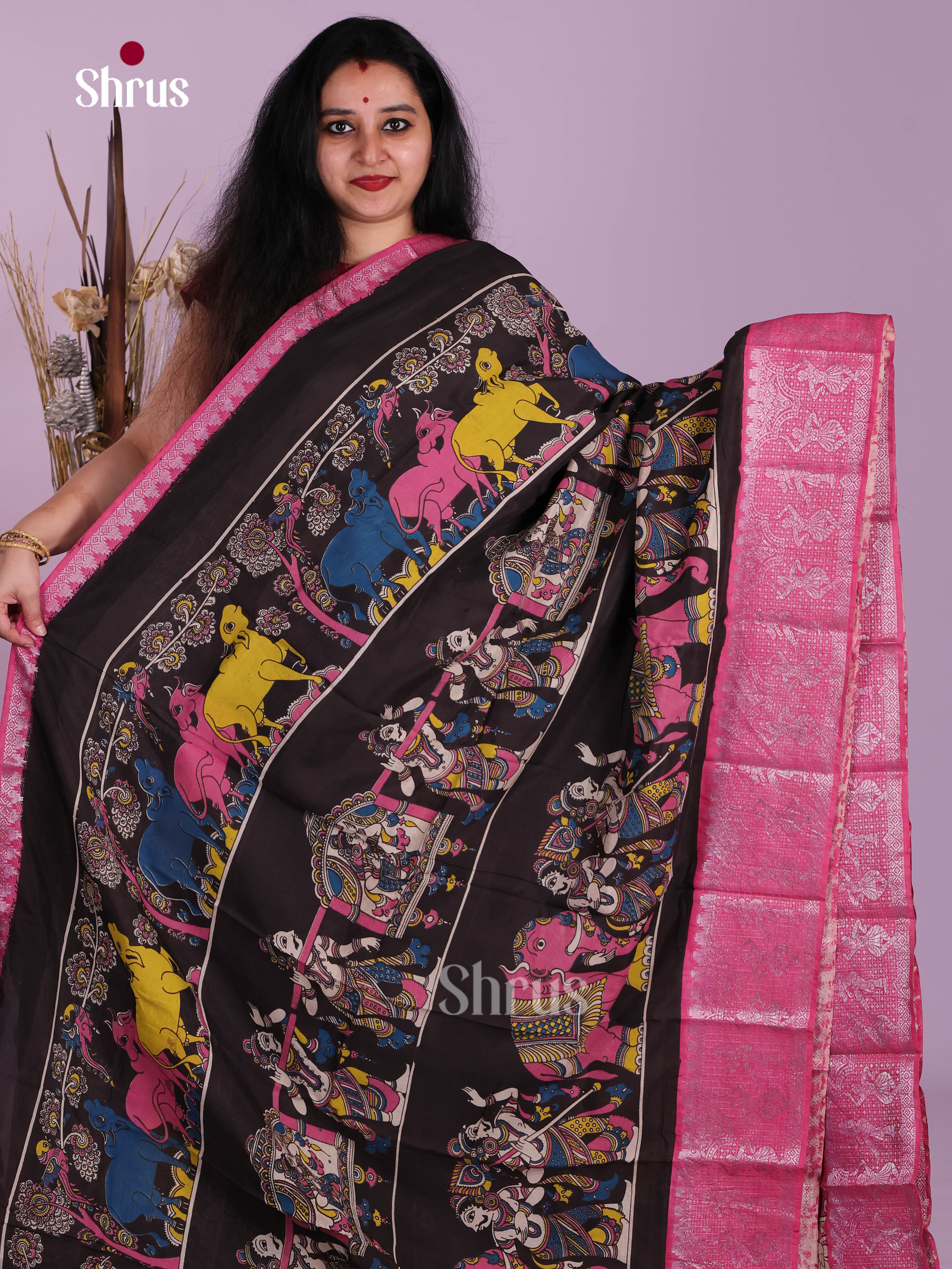 Black & Pink- Mangalagiri silkcotton Saree