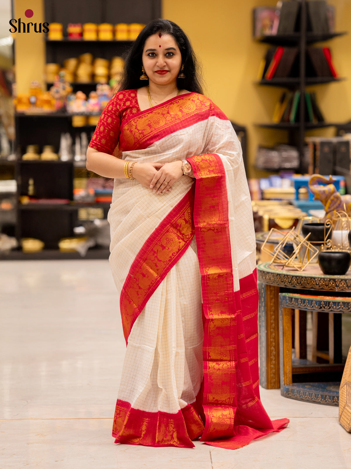 DJS18076 - Sungudi Cotton Saree - Shop on Shrus.com