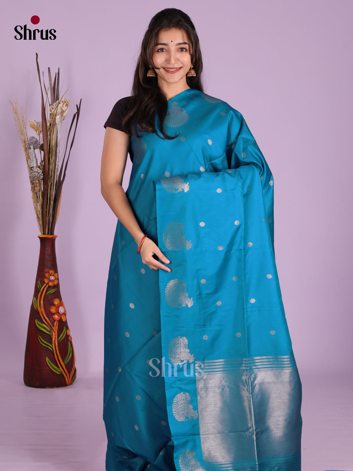 Blue - Semi Softsilk Saree