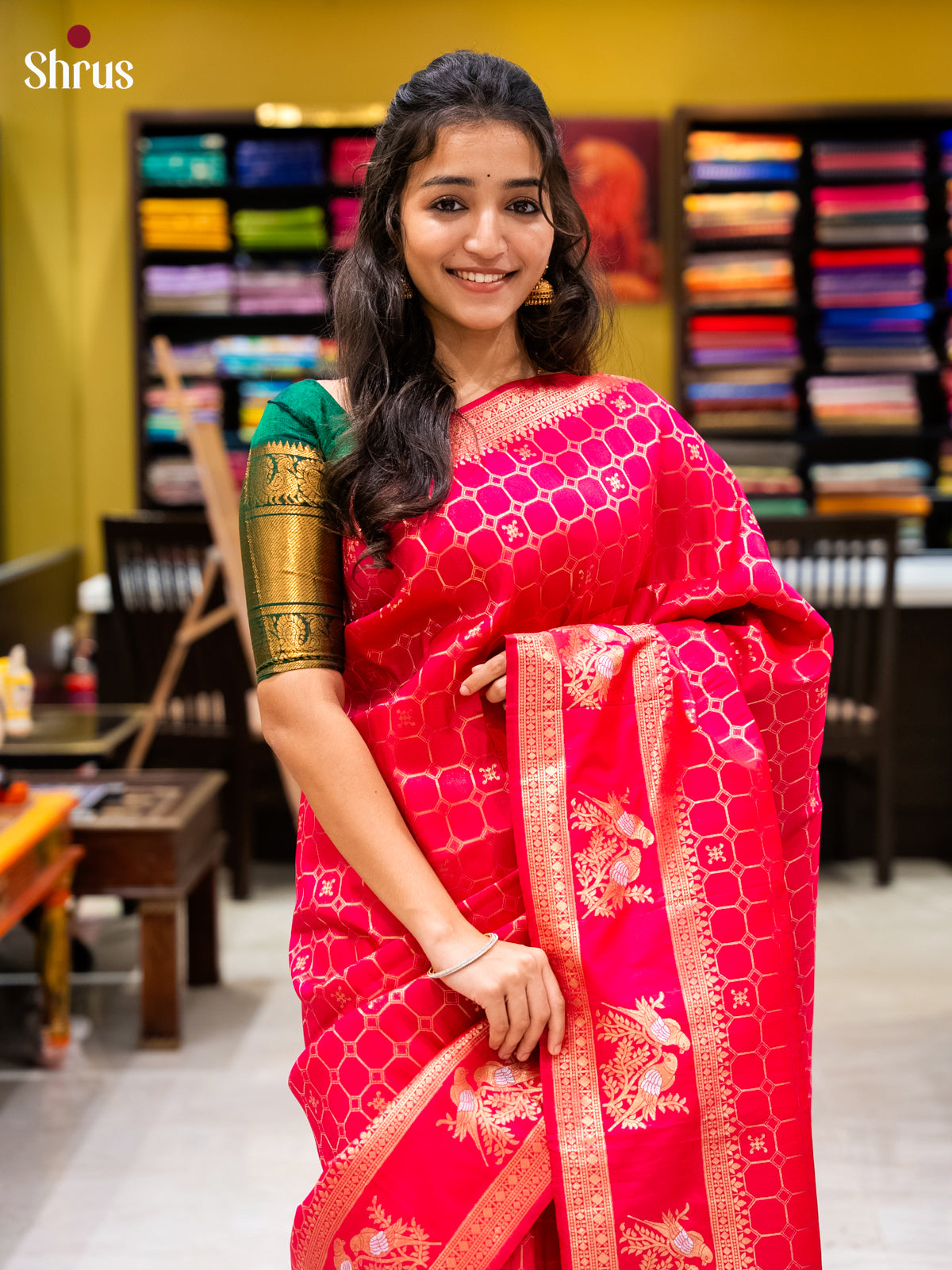 Pink- Semi Softsilk Saree