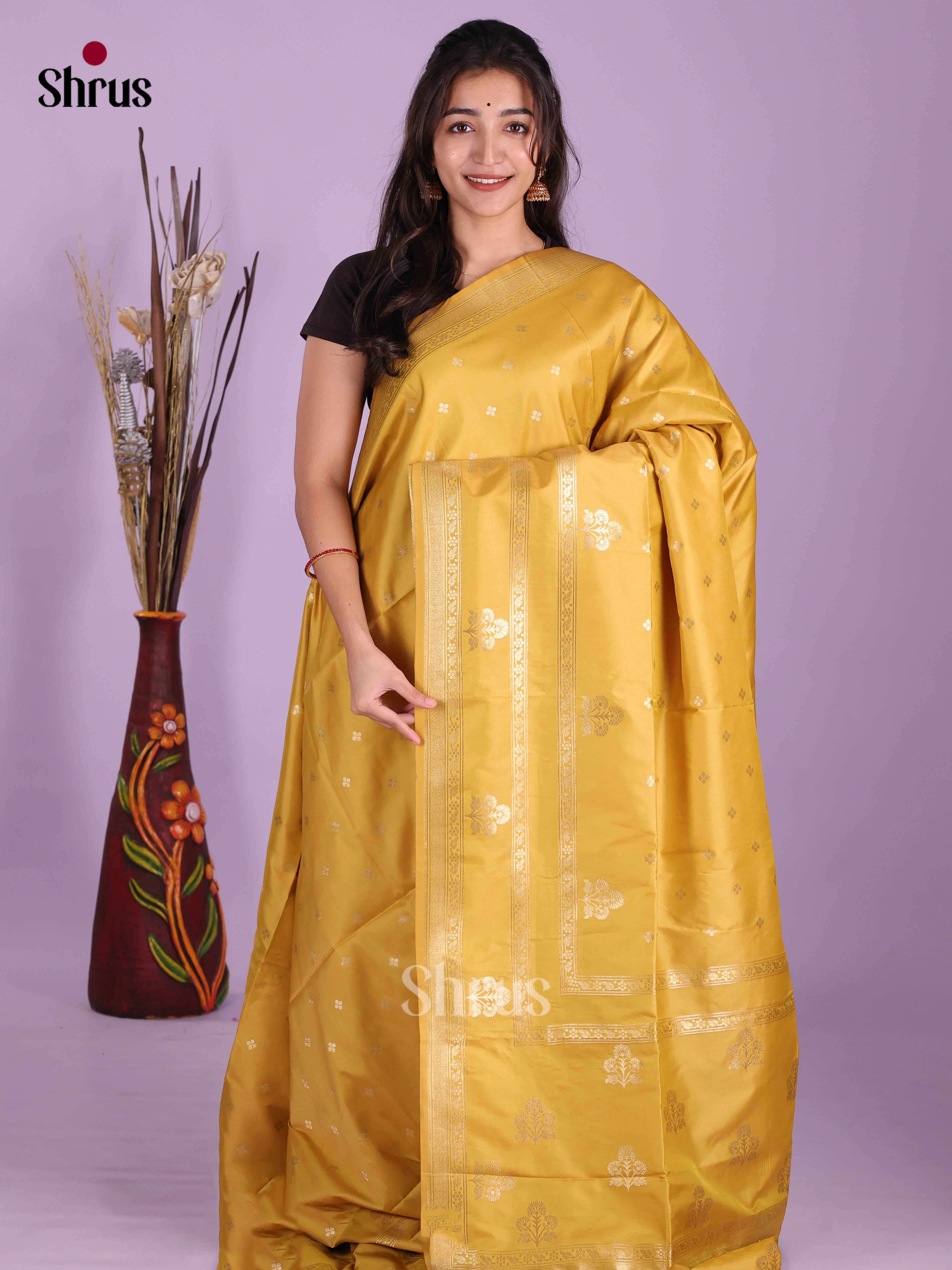 Mustard- Semi Softsilk Saree