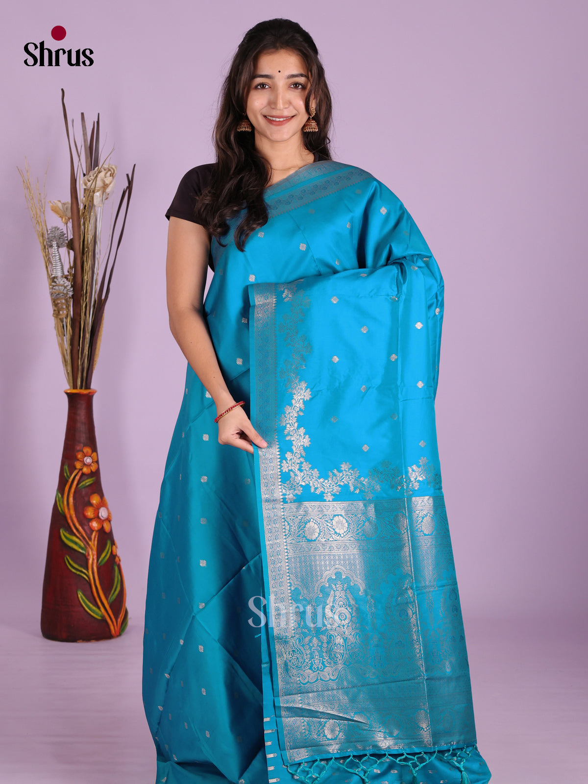 Blue- Semi Softsilk Saree