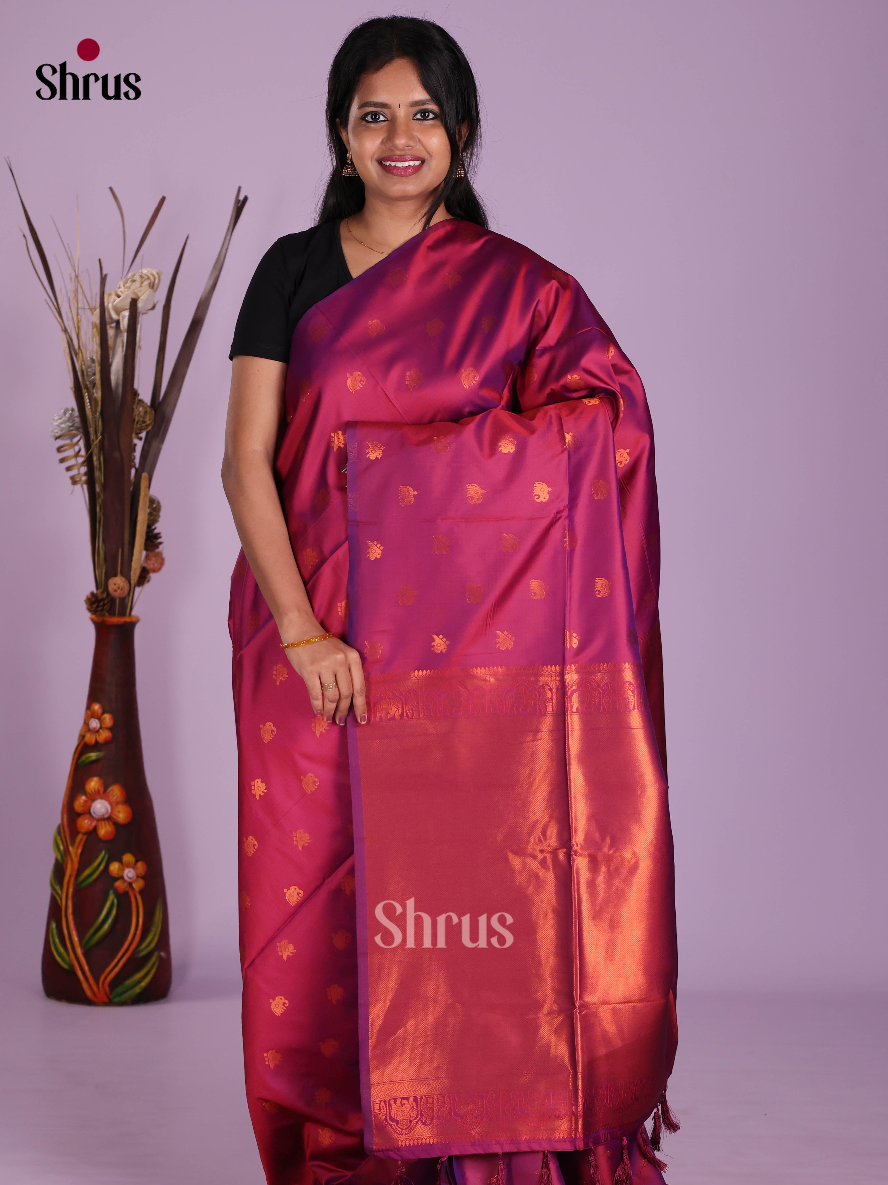Purple - Semi Softsilk Saree