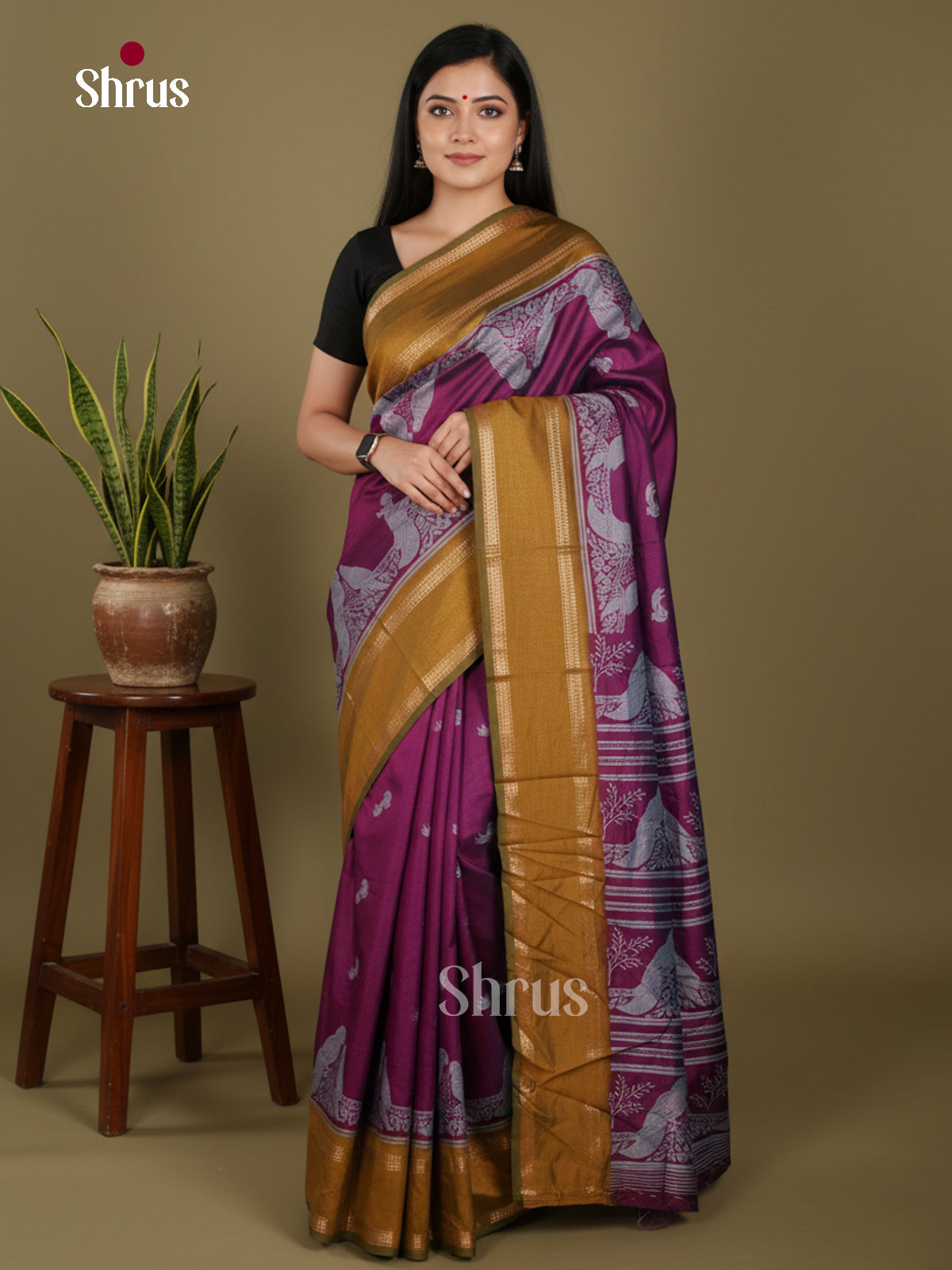 DJS22379 - Semi Crepe Saree - Shop on Shrus.com