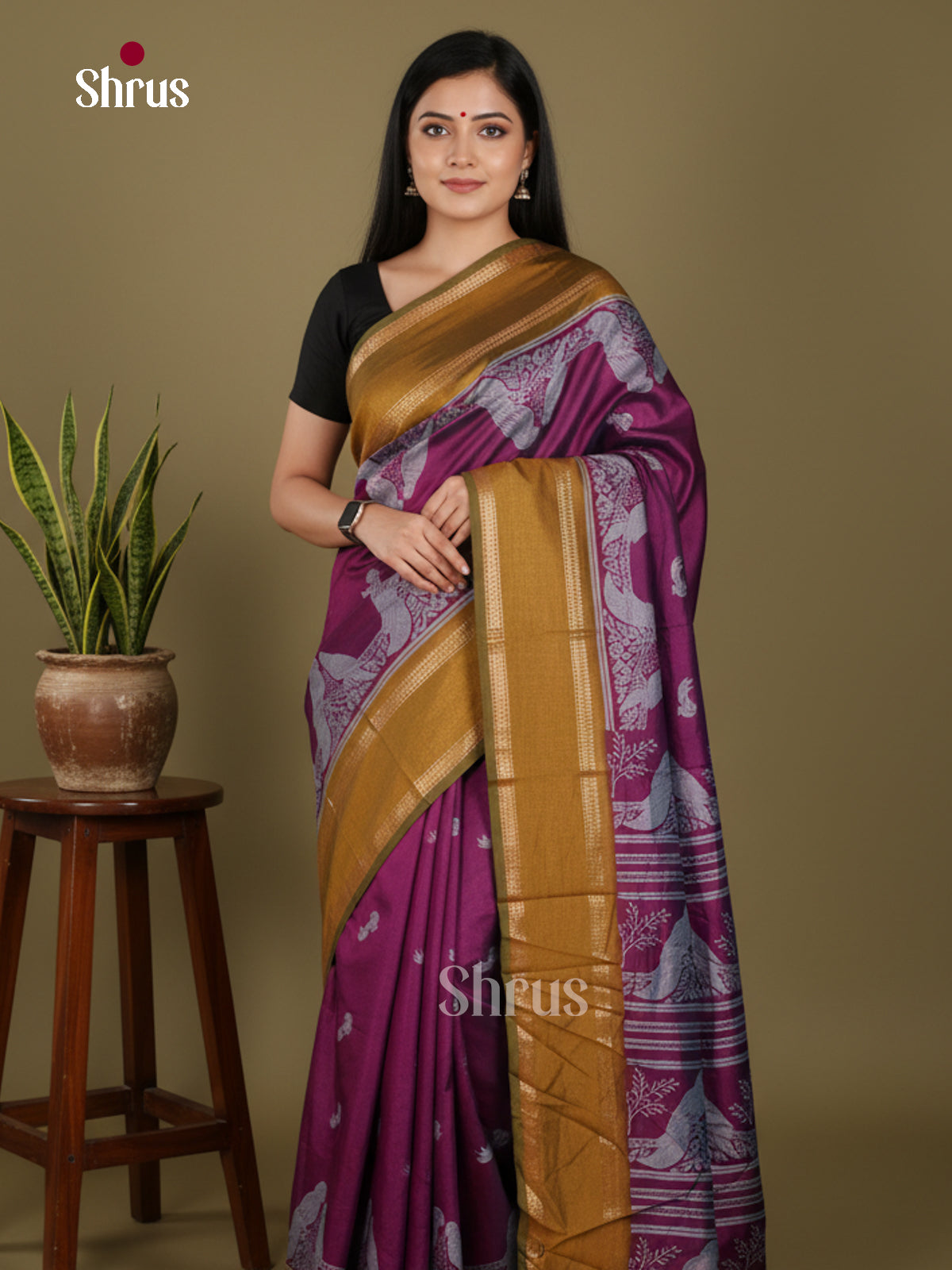 DJS22379 - Semi Crepe Saree - Shop on Shrus.com
