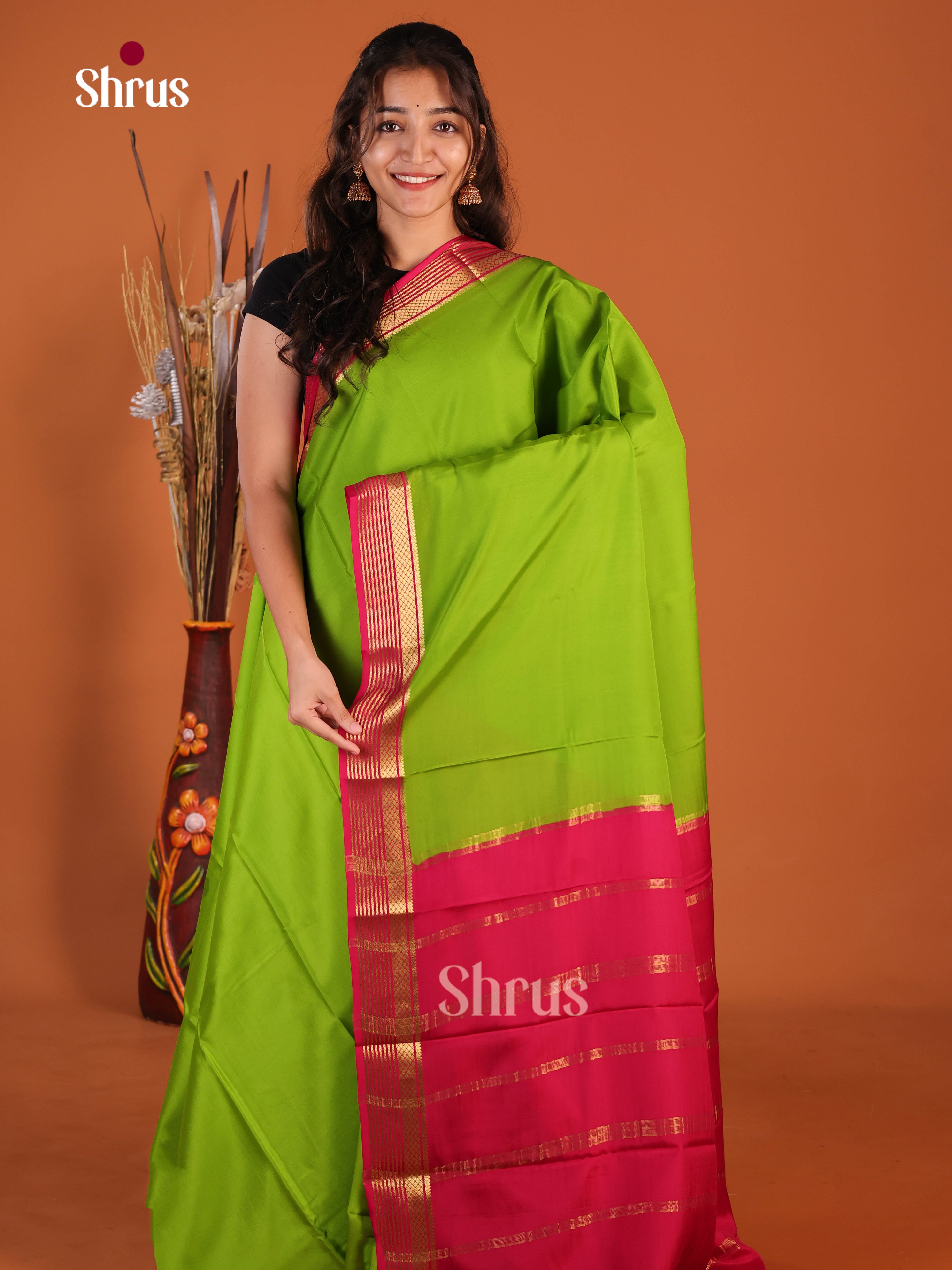 elegant green red Mysore Silk Saree