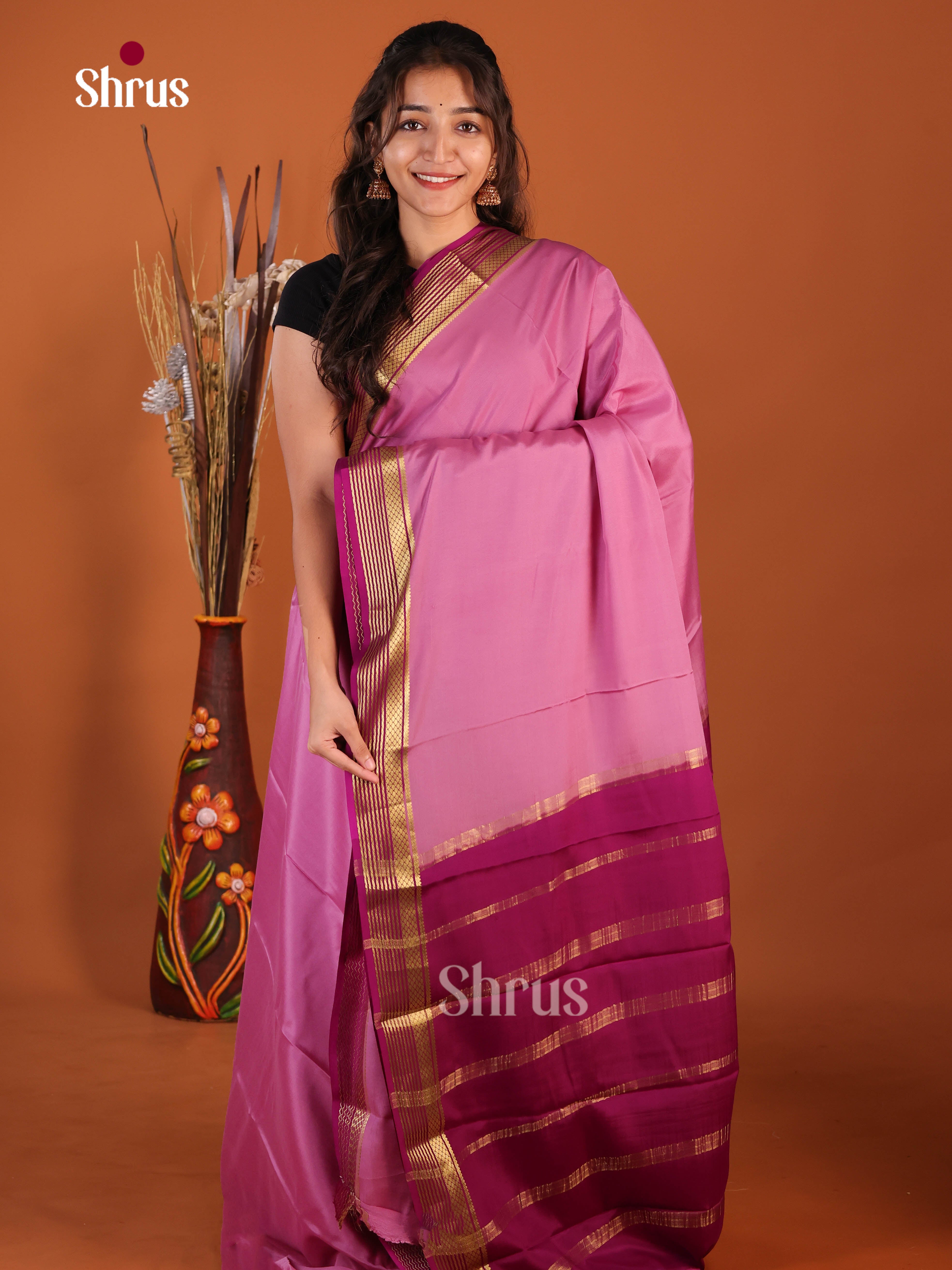 lavender purple Mysore Silk Saree