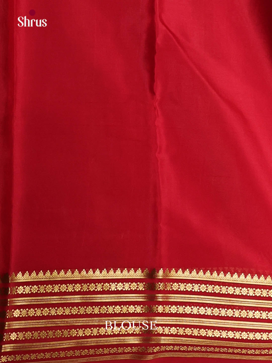 Elegant Blue & Red Mysore Silk Saree with contrast zari border - Shop on Shrus.com