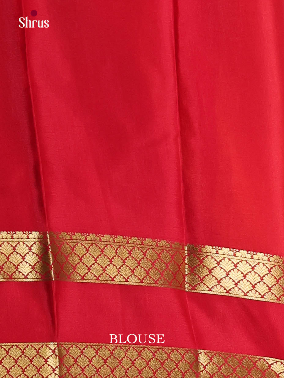 yellow red doble boarder Mysore Silk Saree 1